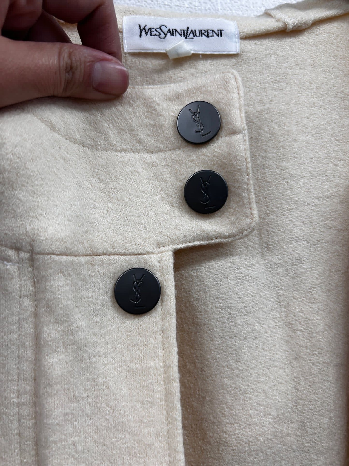 YSL Beige Logo Button hoodie jacket size L