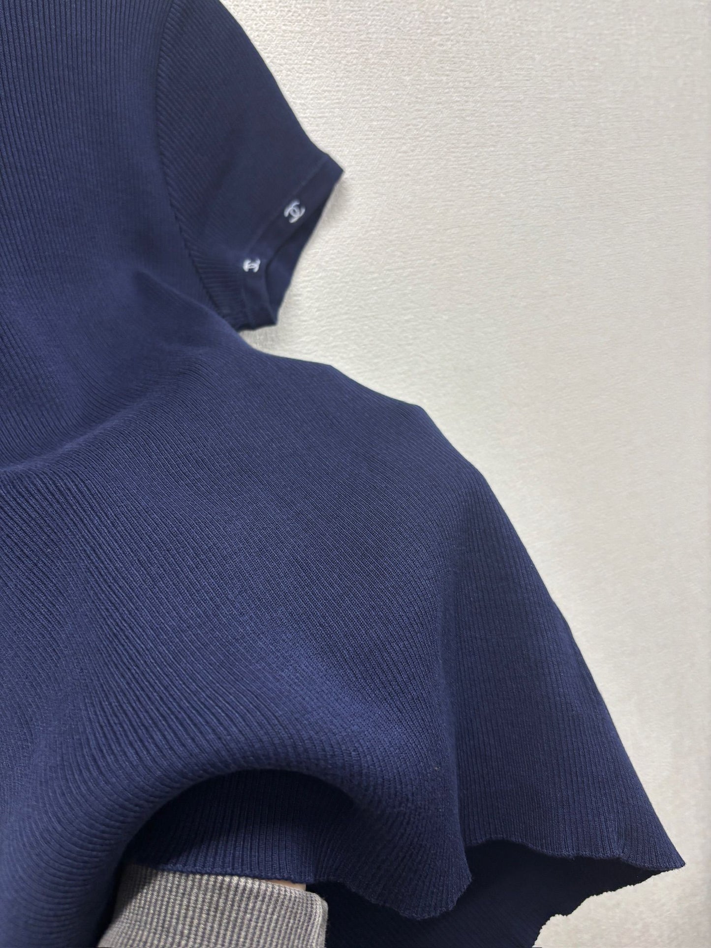 Chanel Navy CC logo on Trim Tshirt from 96C FR 46