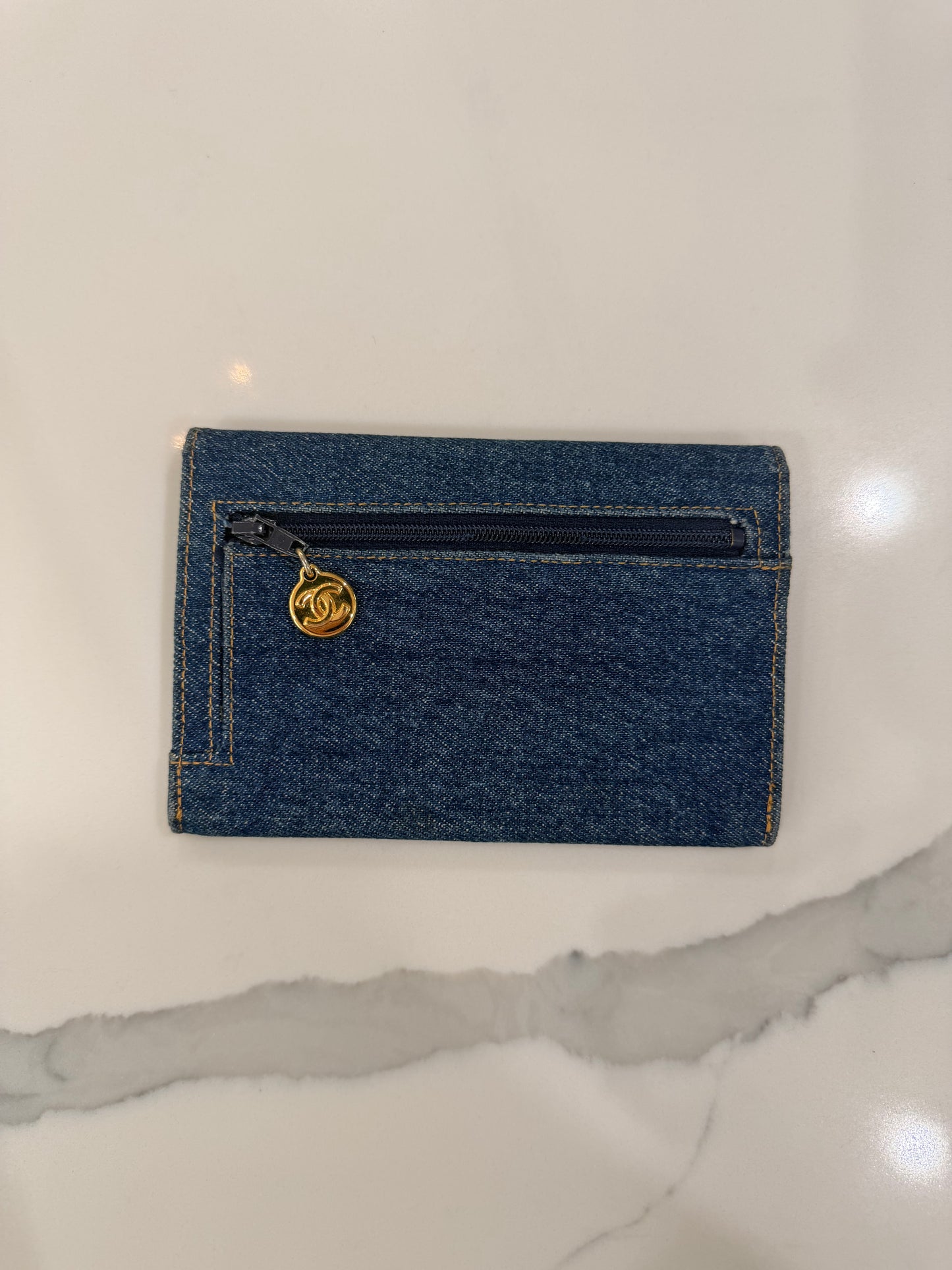 Chanel Denim Logo slim wallet