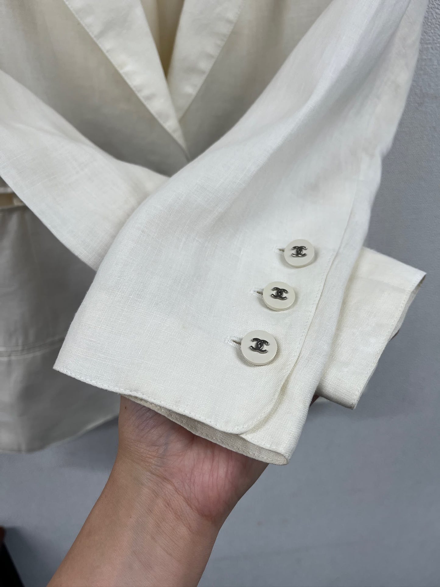 Chanel white linen blazer fr 36