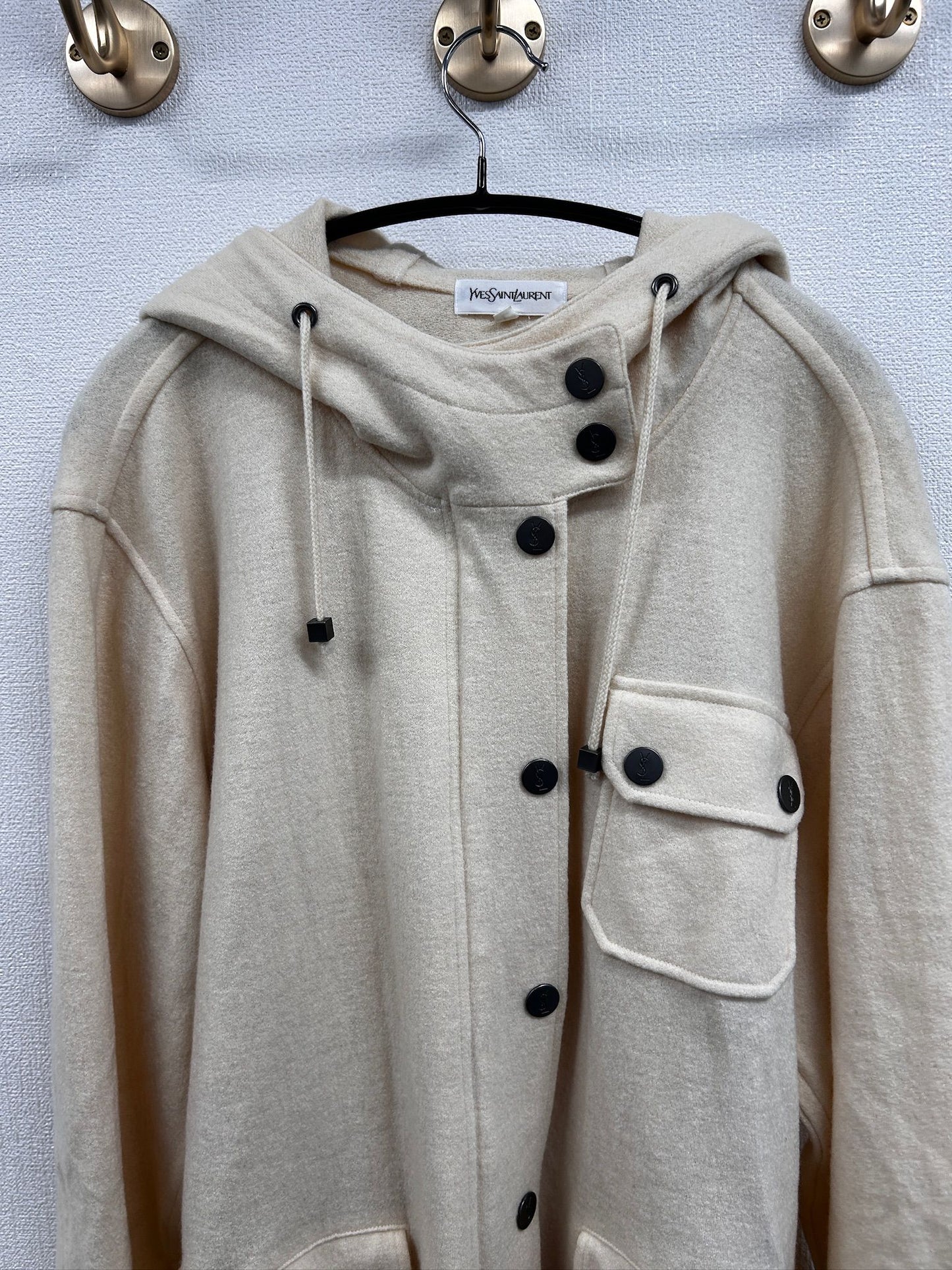 YSL Beige Logo Button hoodie jacket size L