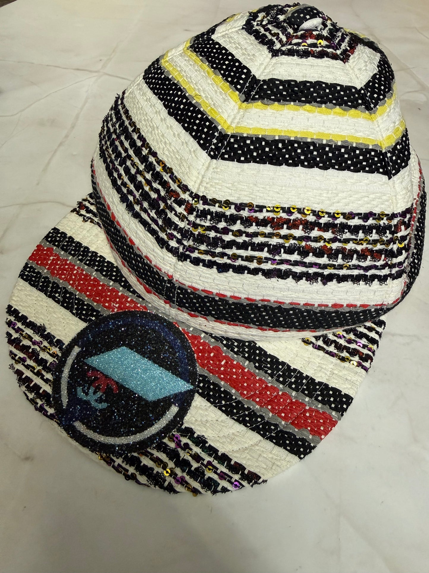 Chanel airline runway tweed embellished cap