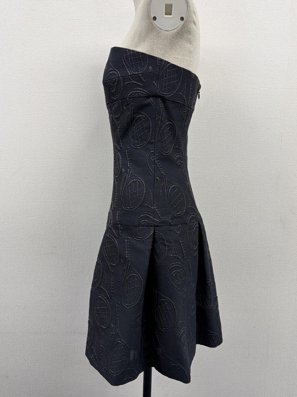 Chanel Navy Strapless Logo and Tennis Racket Dress Fr 36 09P
