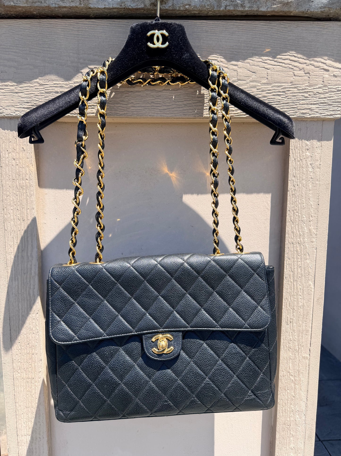 Chanel Caviar Jumbo single flap vintage with 24k gold hardware
