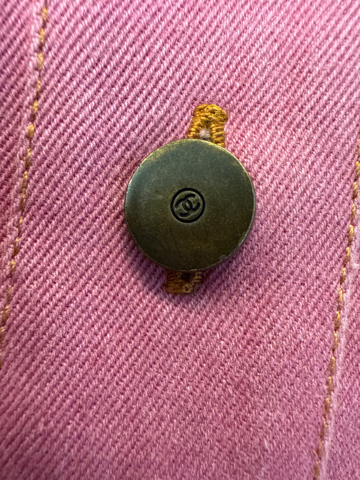 vintage Chanel pink denim oversized button-down shirt from their 1999 Spring/Summer collection