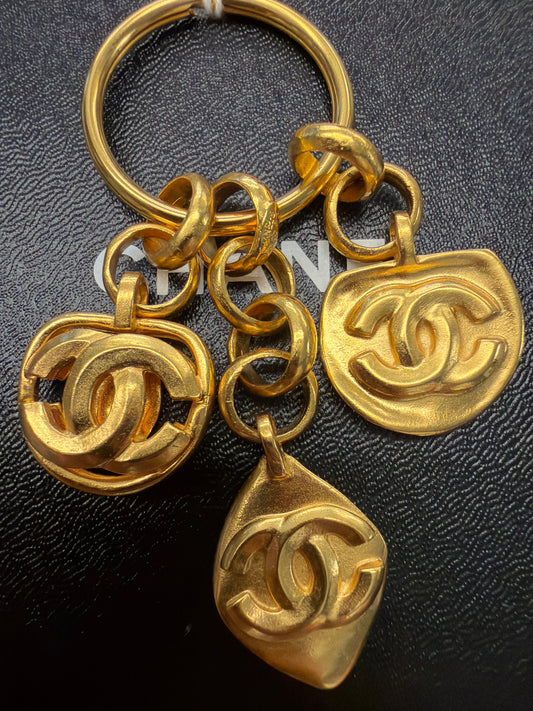 Triple Logo Charm Chanel Key Ring
