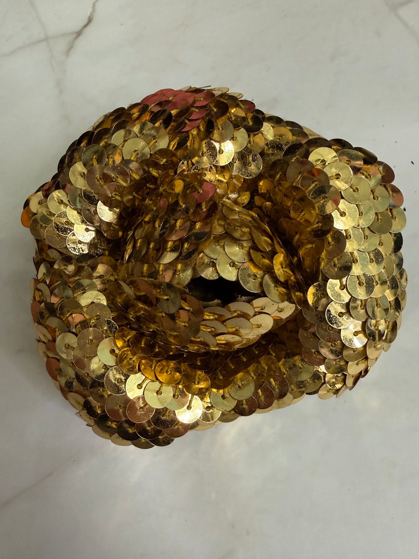 Chanel sequin gold camellia brooch in large size from the 80s
