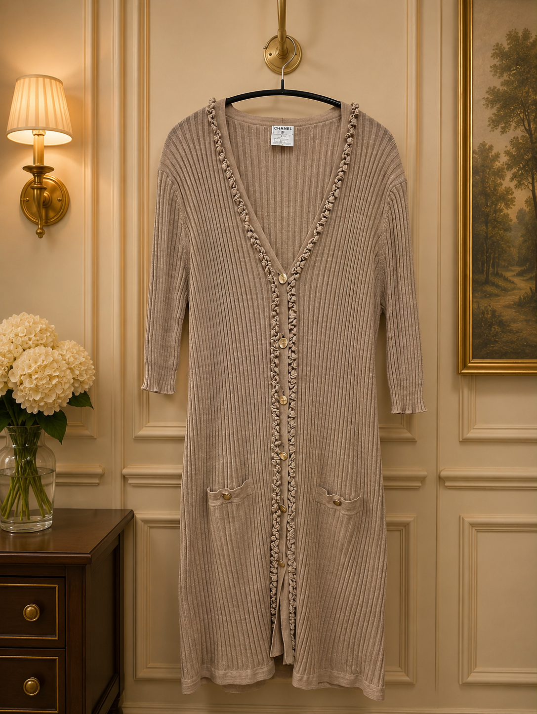 Chanel Beige long cardigan fr 48