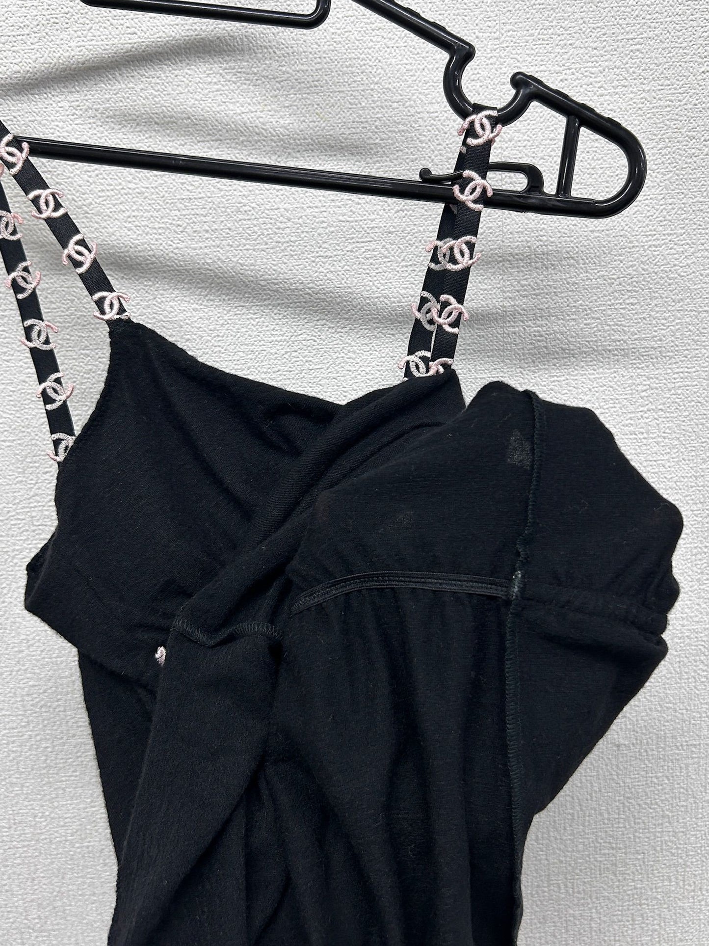 Chanel black cashmere Camisole with CC logo and stars from 05A