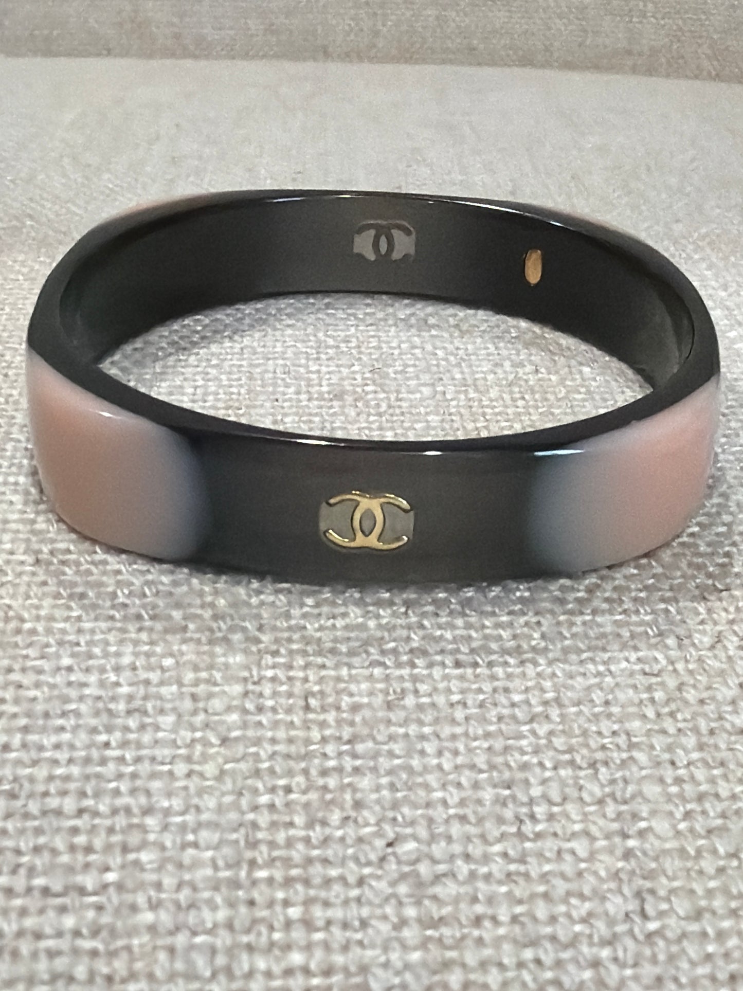 Chanel Resin CC Bangle Black with Pink