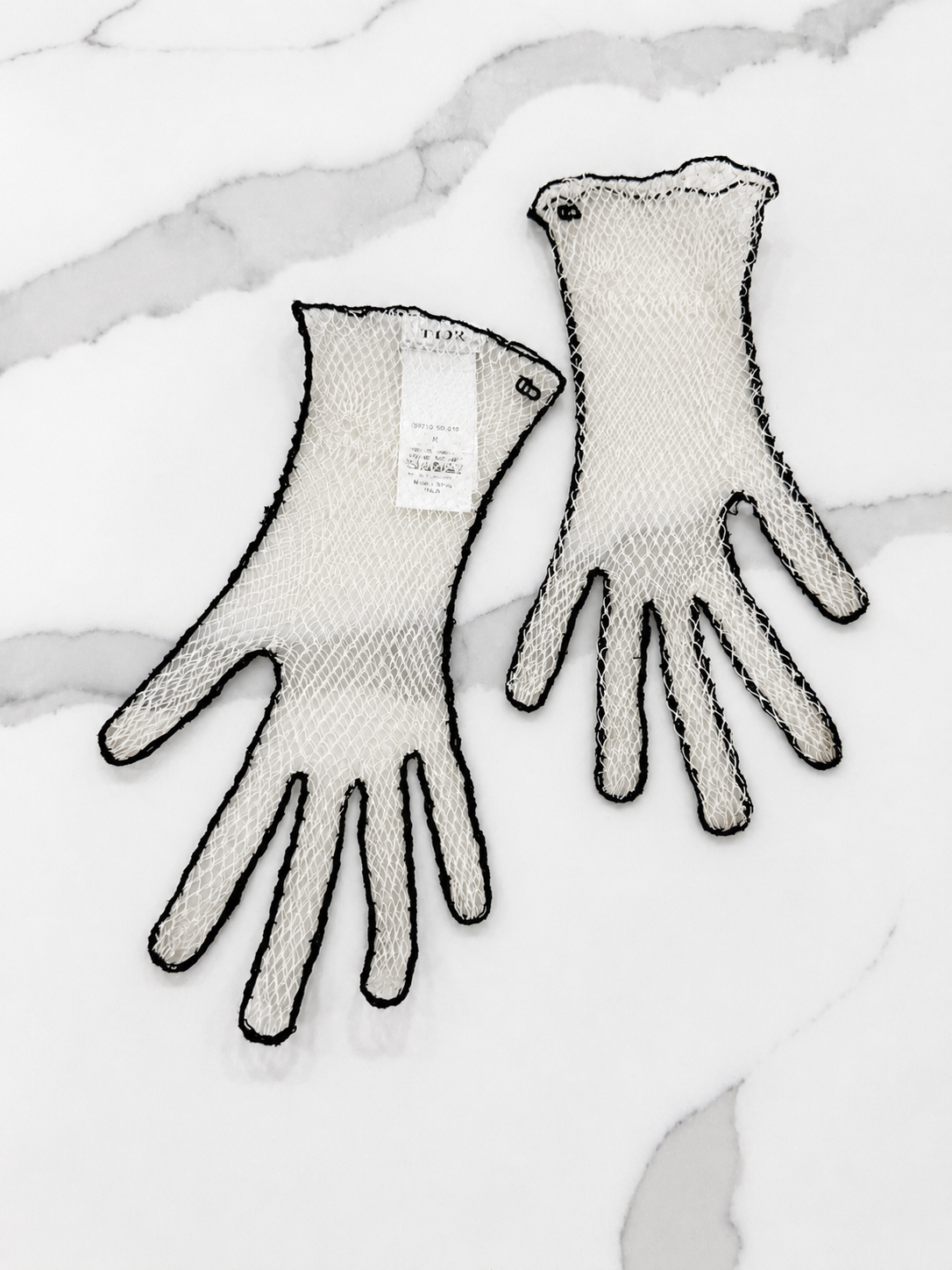 Christian Dior Fishnet white gloves size 7