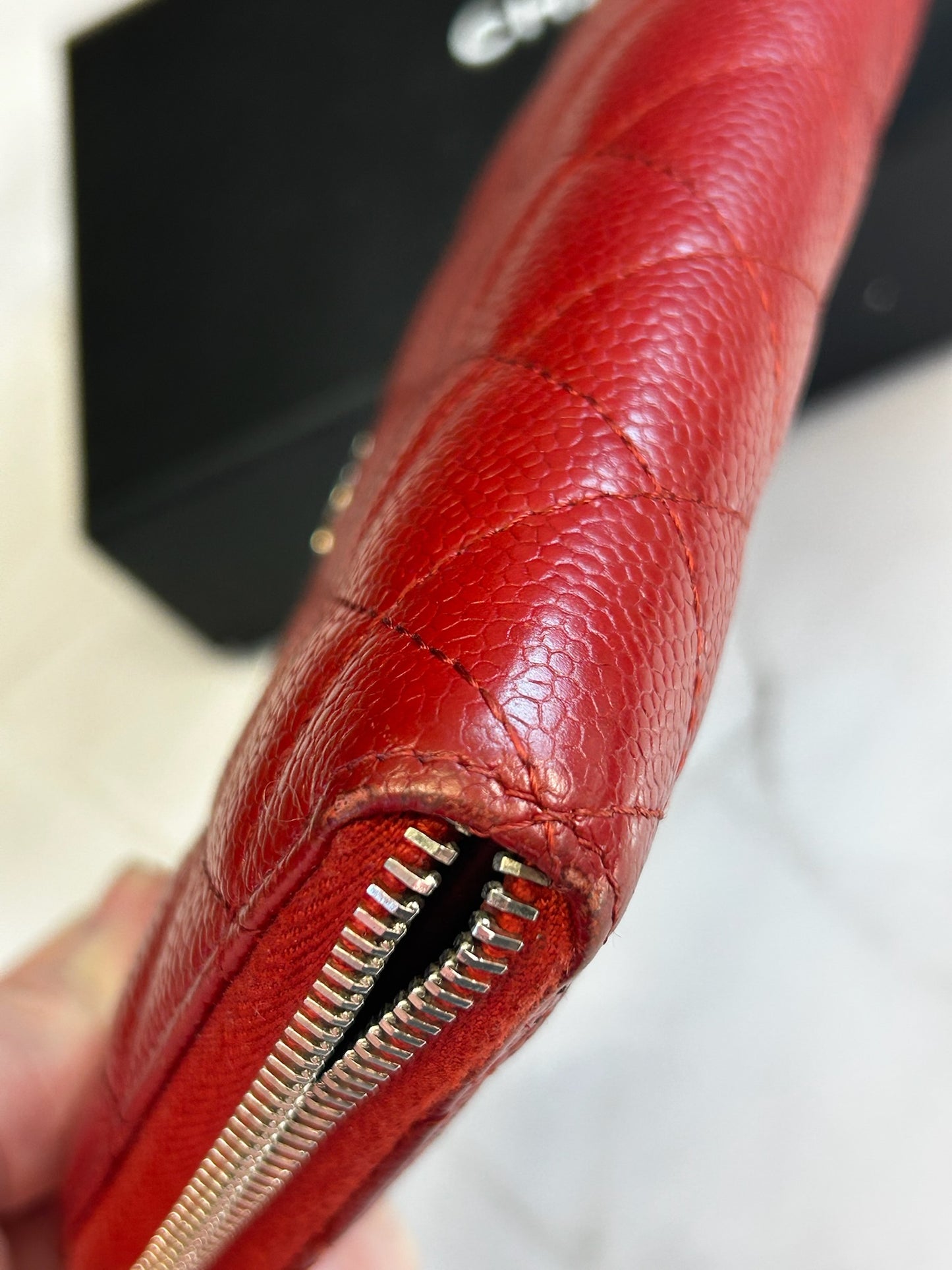 Chanel Red Caviar Zippy Wallet full set