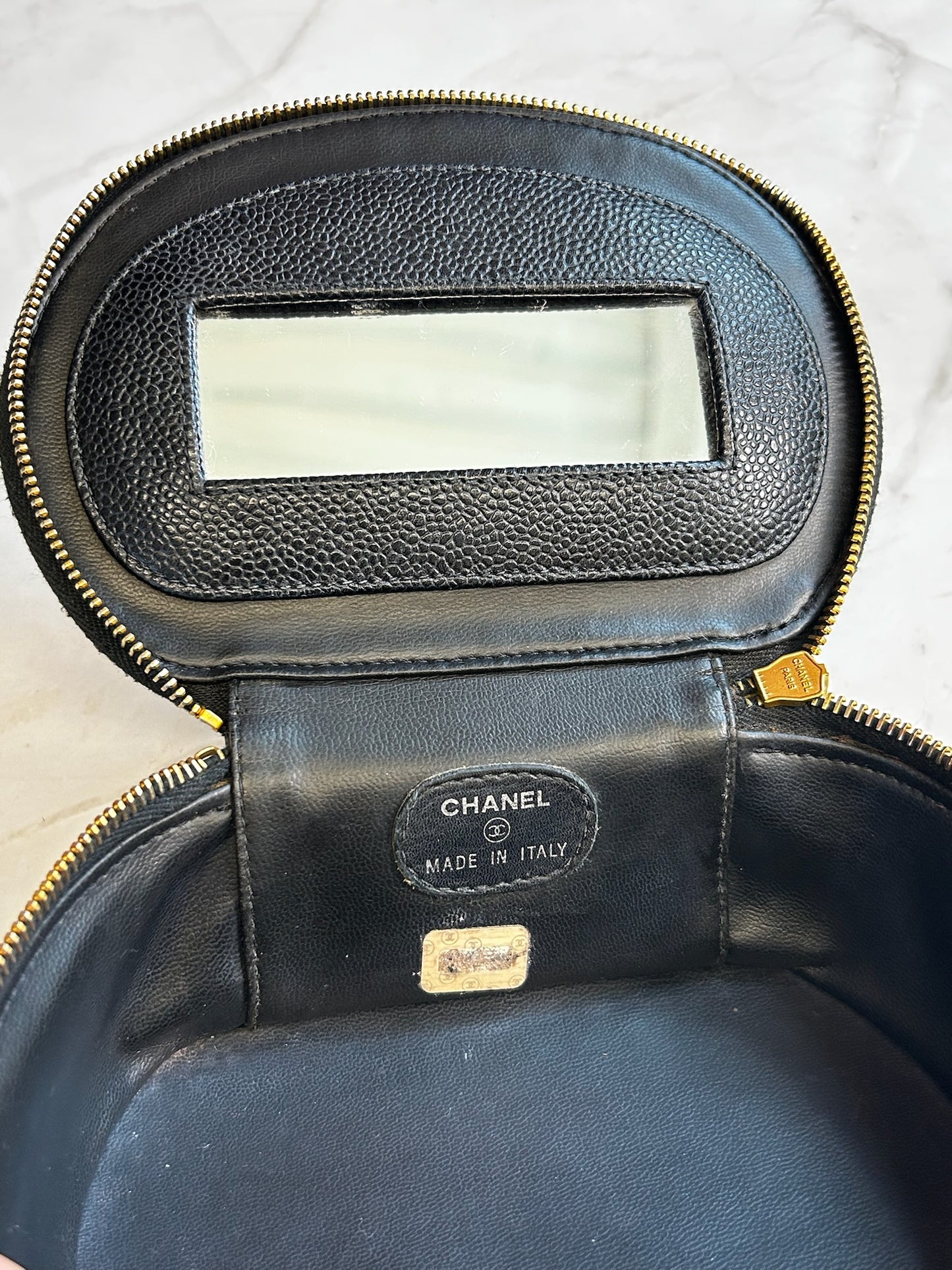 Rare Vintage Chanel Caviar Vanity with Mirror