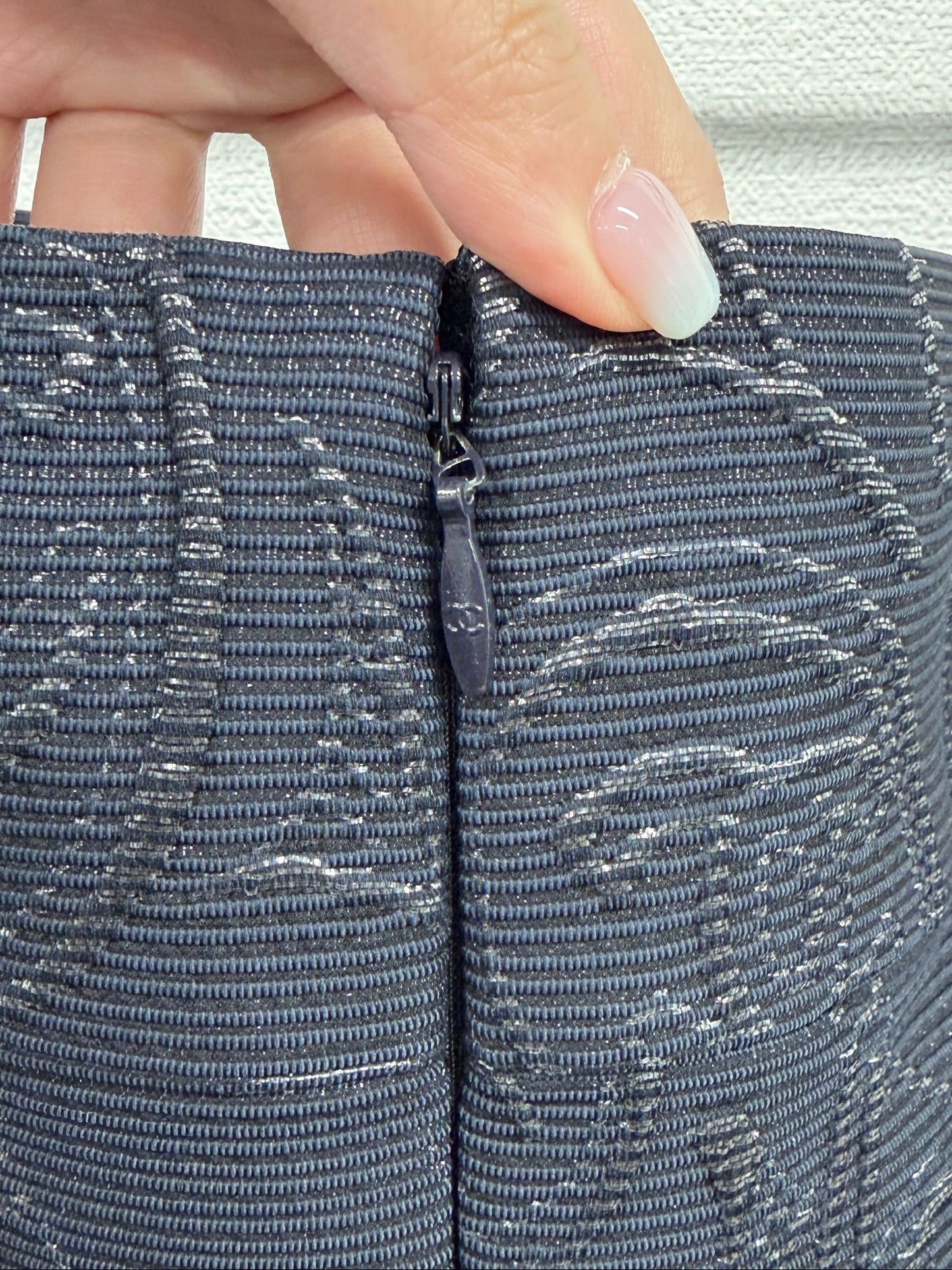 Chanel Navy Strapless Logo and Tennis Racket Dress Fr 36 09P