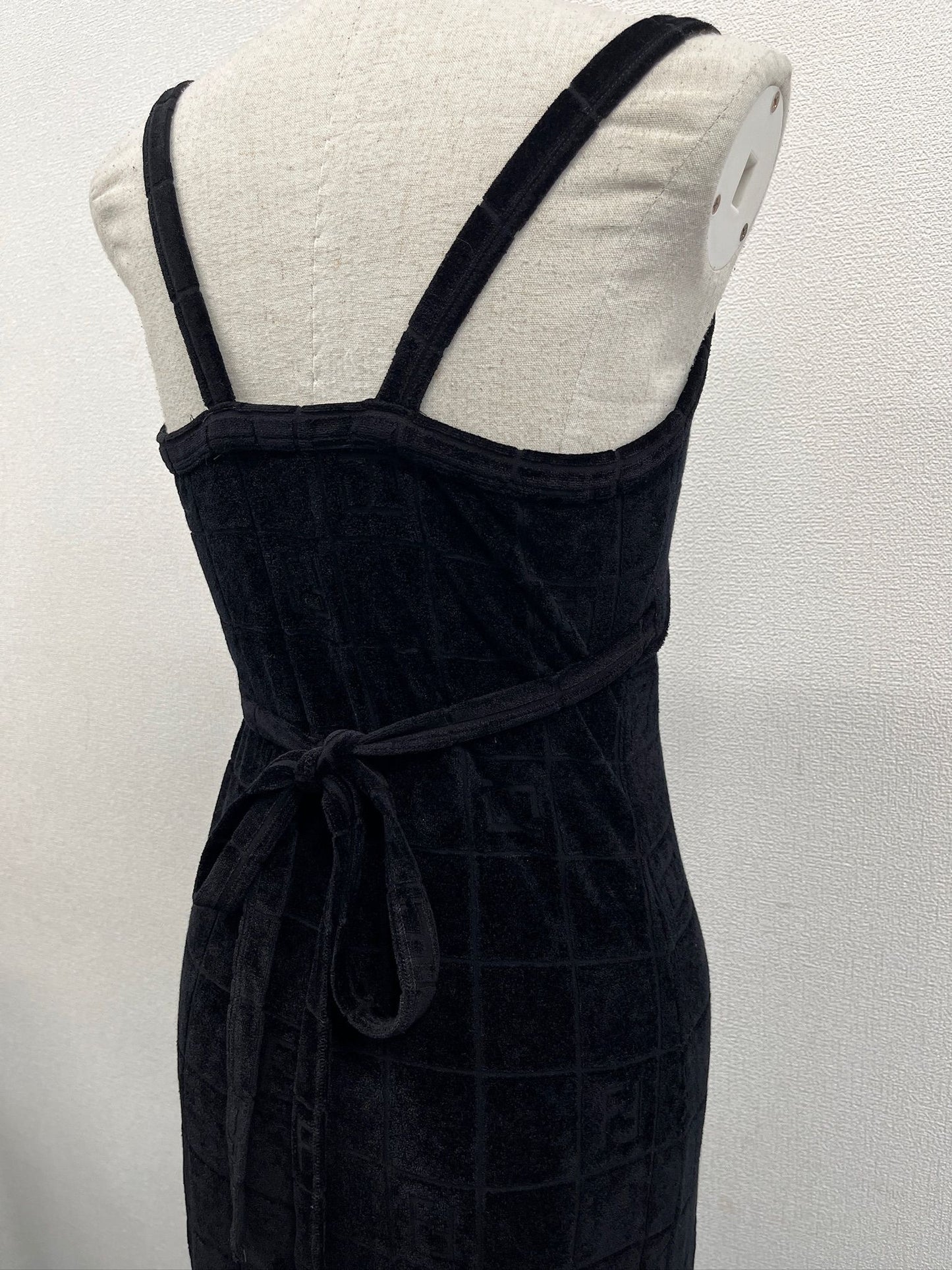 Fendi Velour Black Wrap Dress