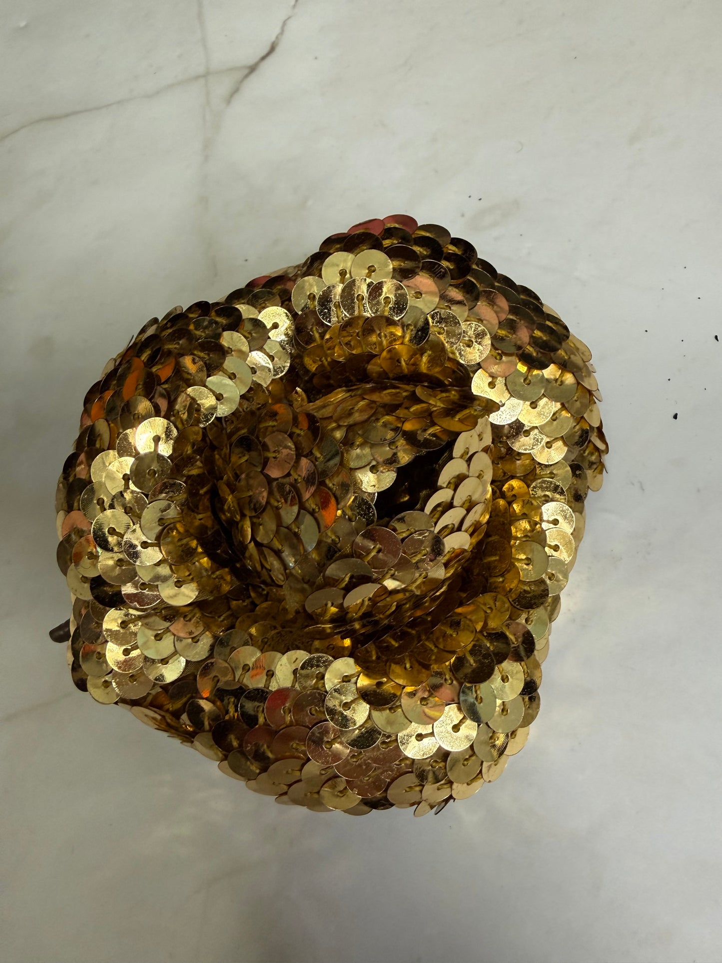 Chanel sequin gold camellia brooch in large size from the 80s
