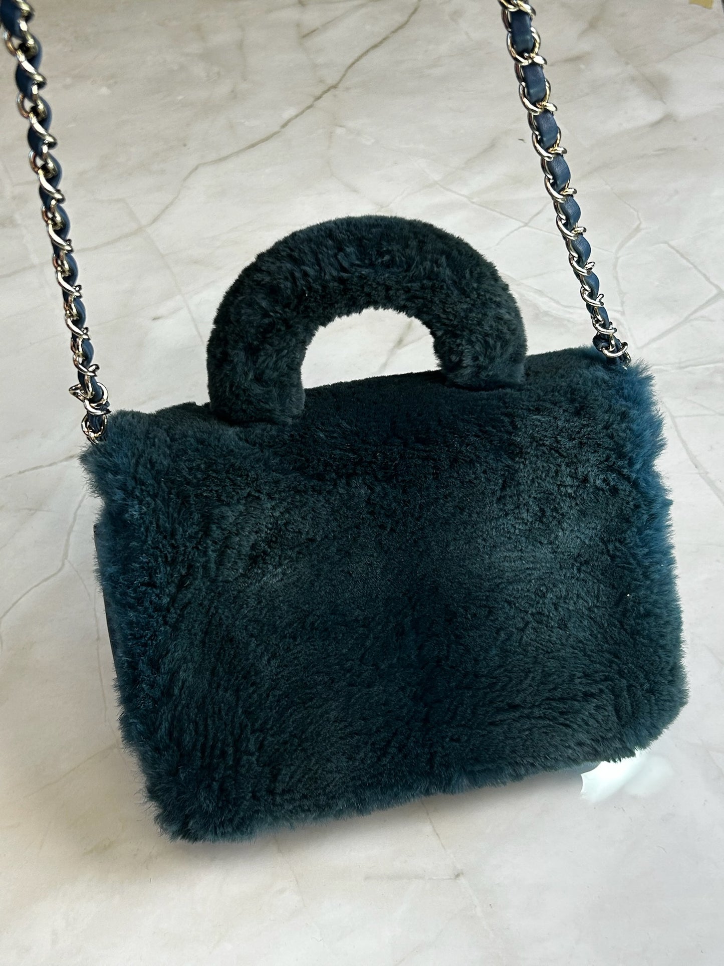 Chanel 2017 Metiers D'Art Lambskin/Rabbit Fur Top Handle Flap with Gold Hardware