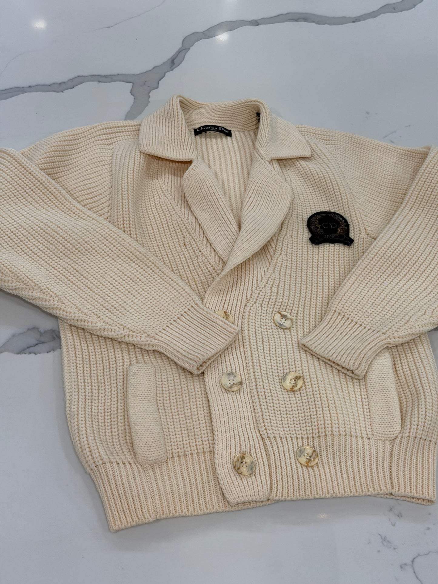 Christian Dior Sport cardigan features a distinct CD logo patch on the chest size M