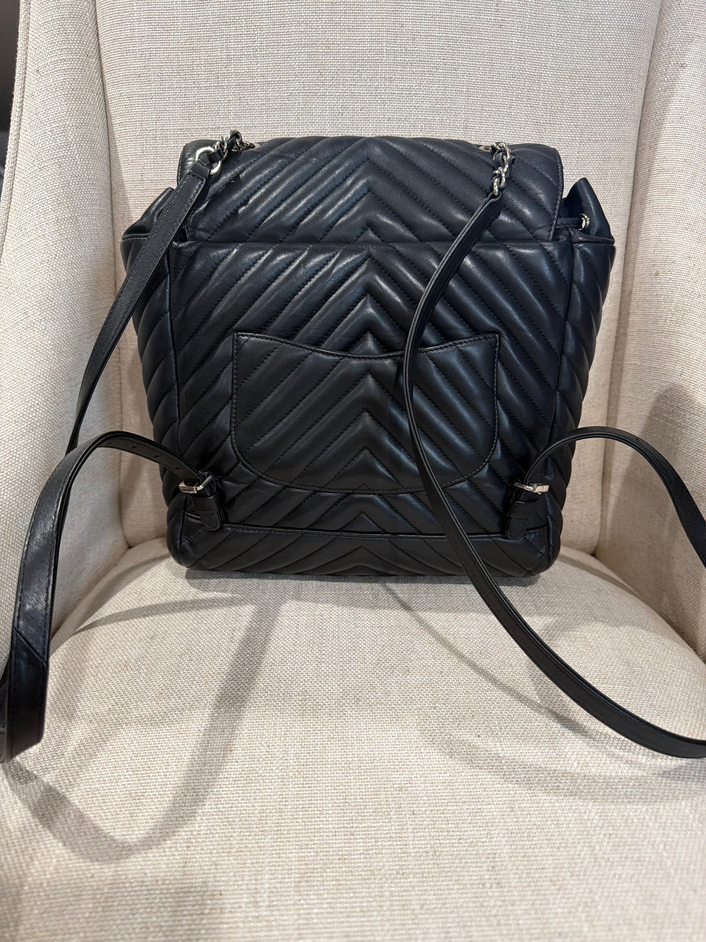 Black Chanel backpack with SHW