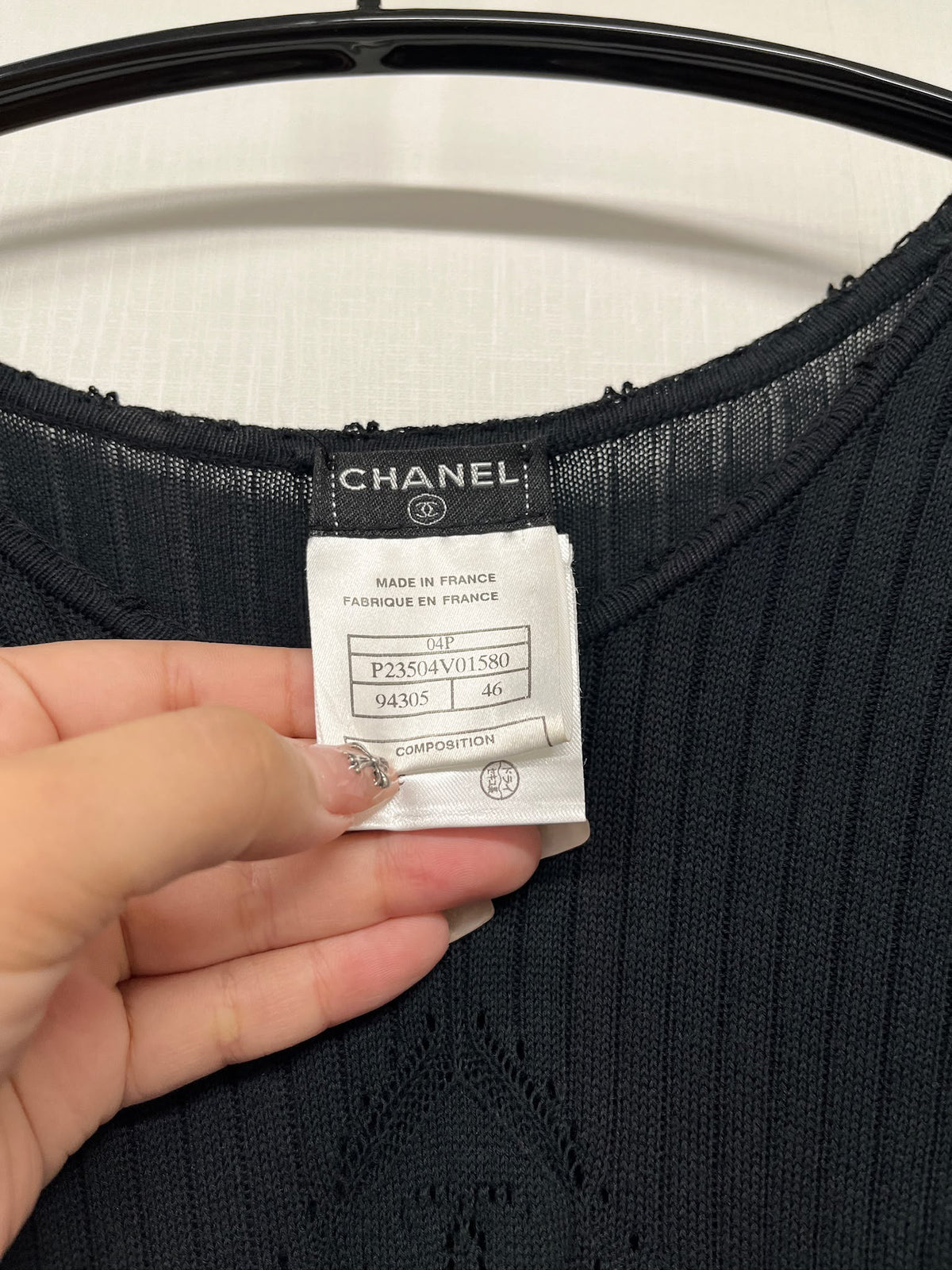 Chanel CC 04P Size 46 Short sleeve black tshirt