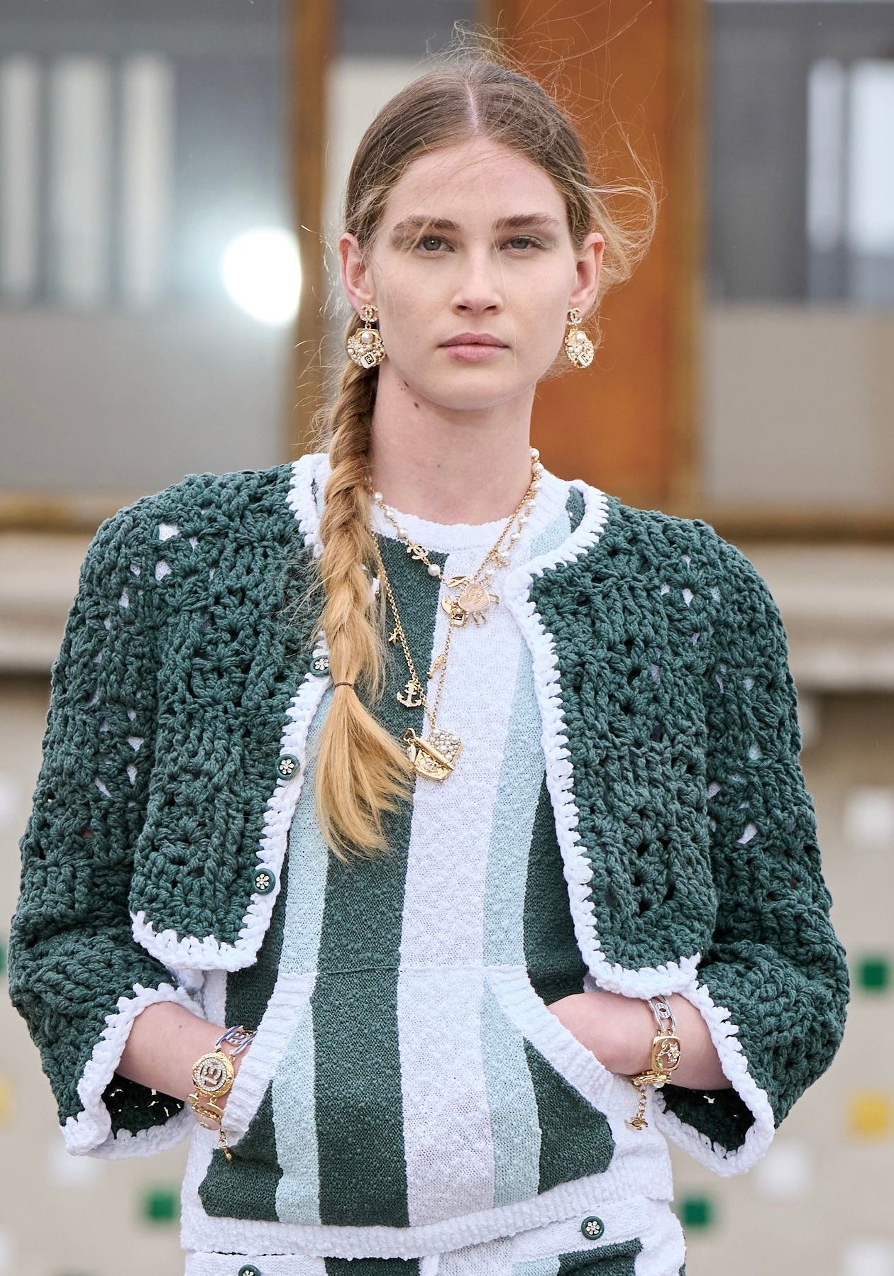 Chanel 2025 Cruise Metal Enamel Crystal Chain CC By the Sea Charms Gold Blue