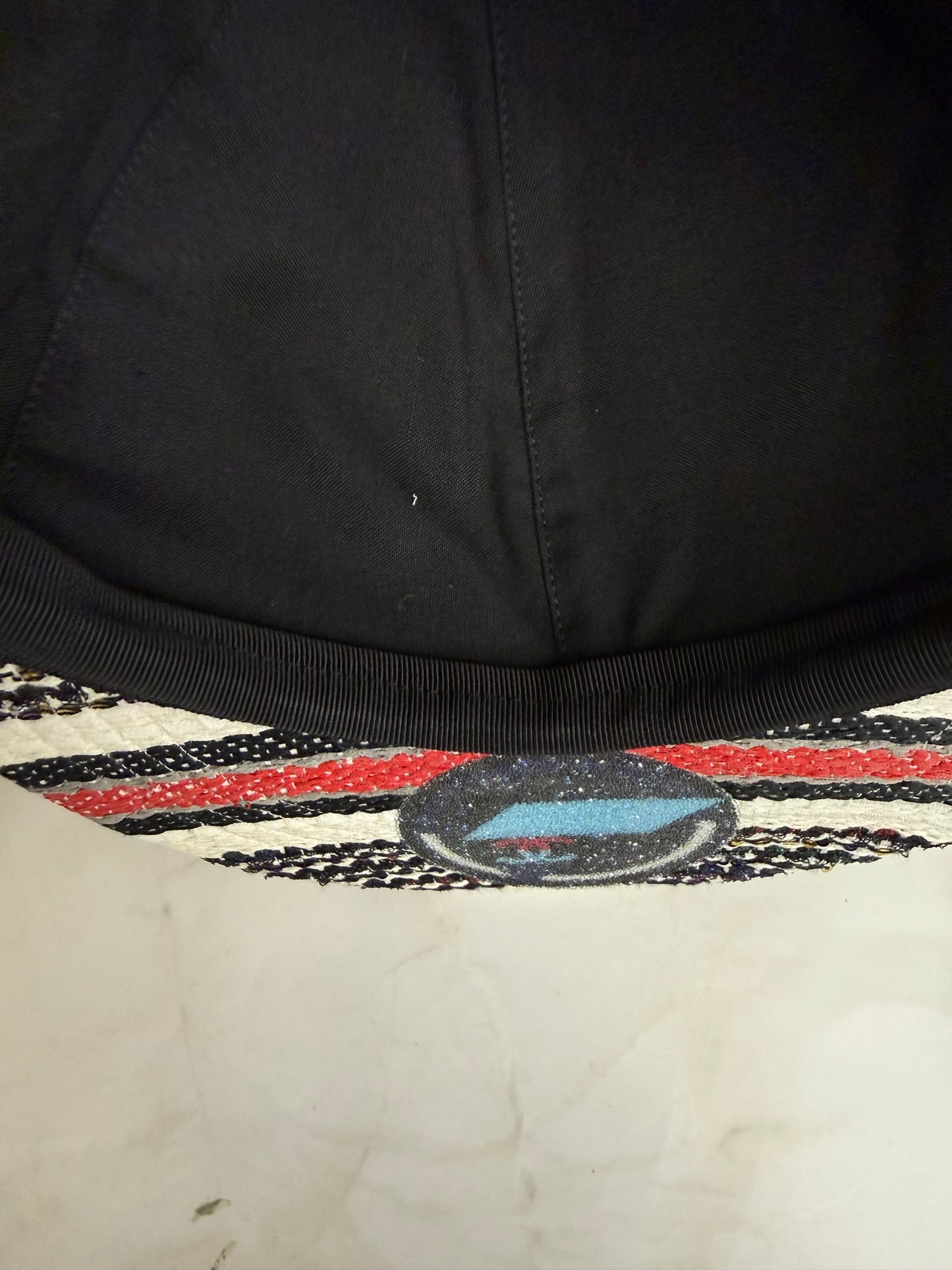 Chanel airline runway tweed embellished cap