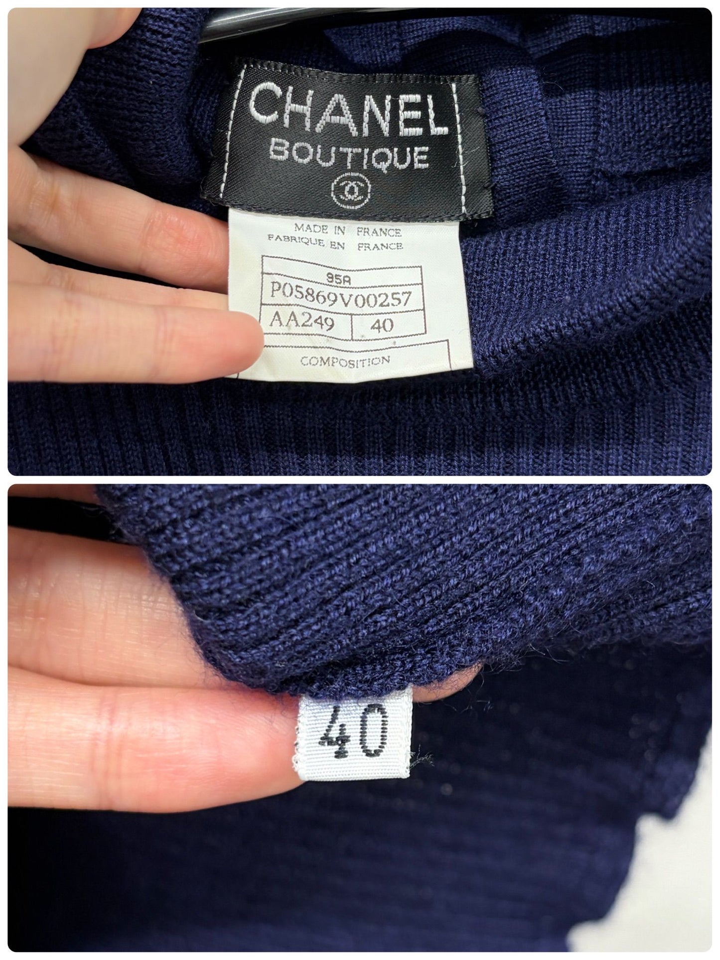 Chanel blue cashmere & Silk sweater 95A FR 40