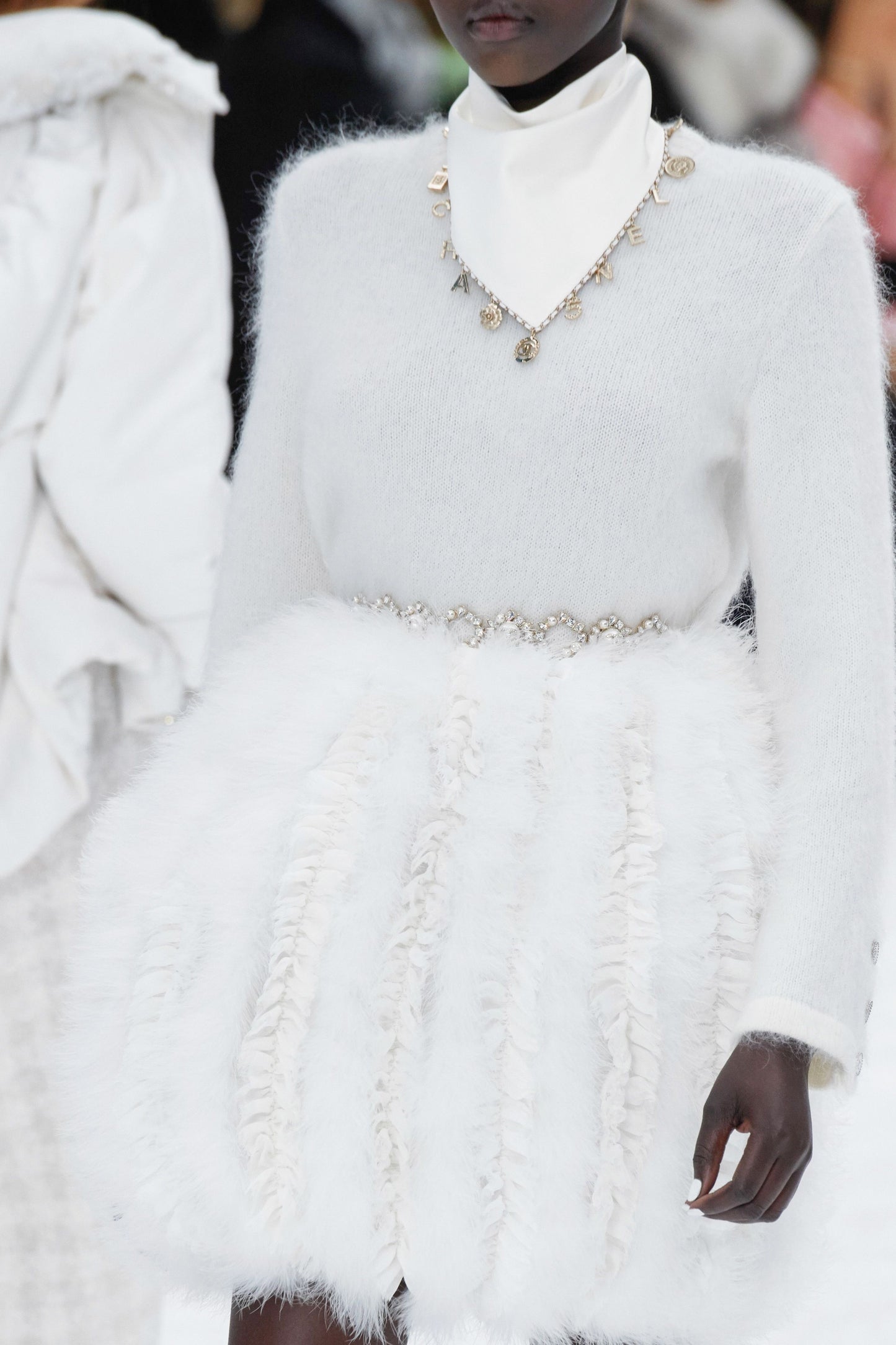 Chanel white lambskin leather runway bandanna