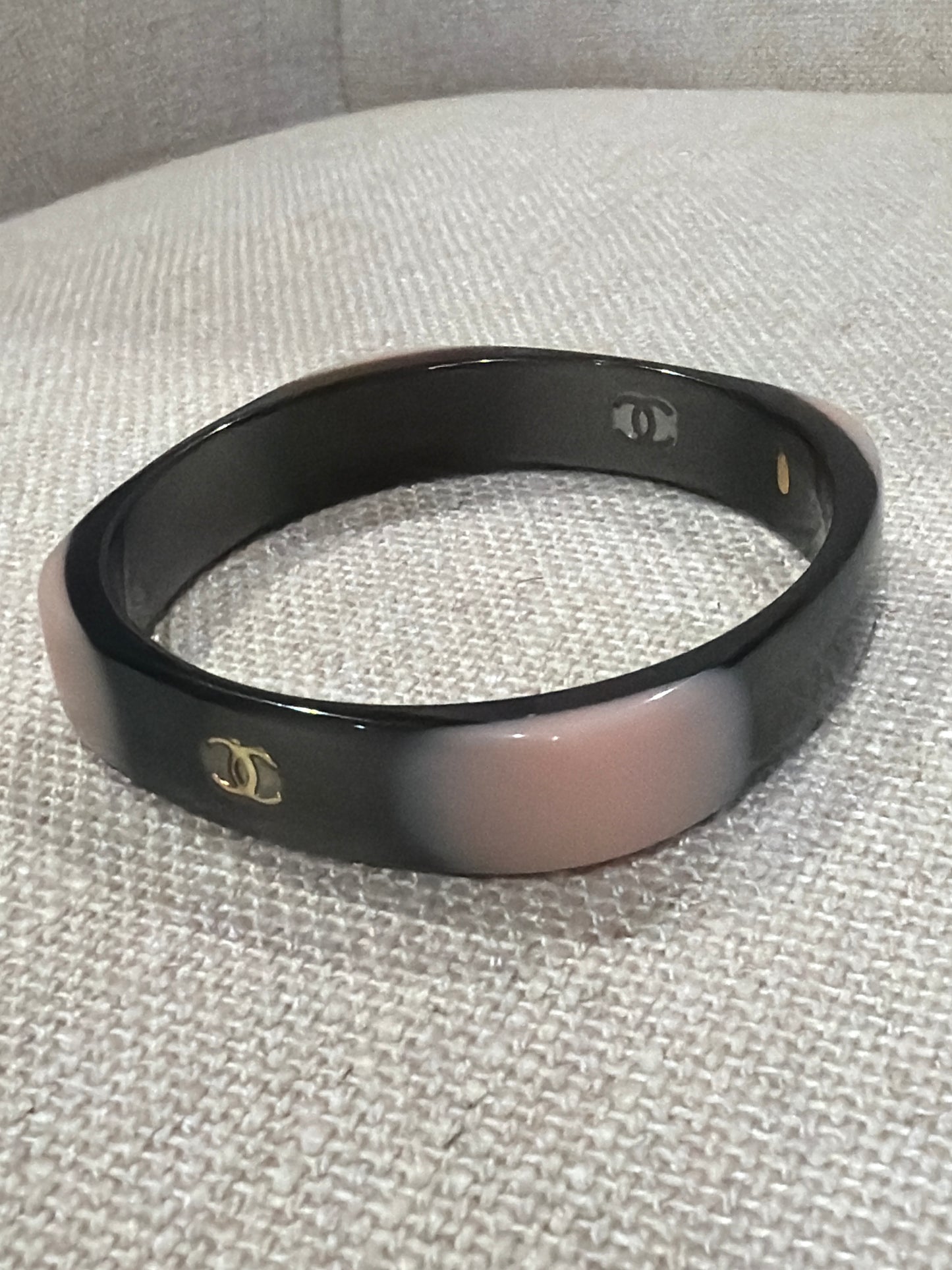 Chanel Resin CC Bangle Black with Pink
