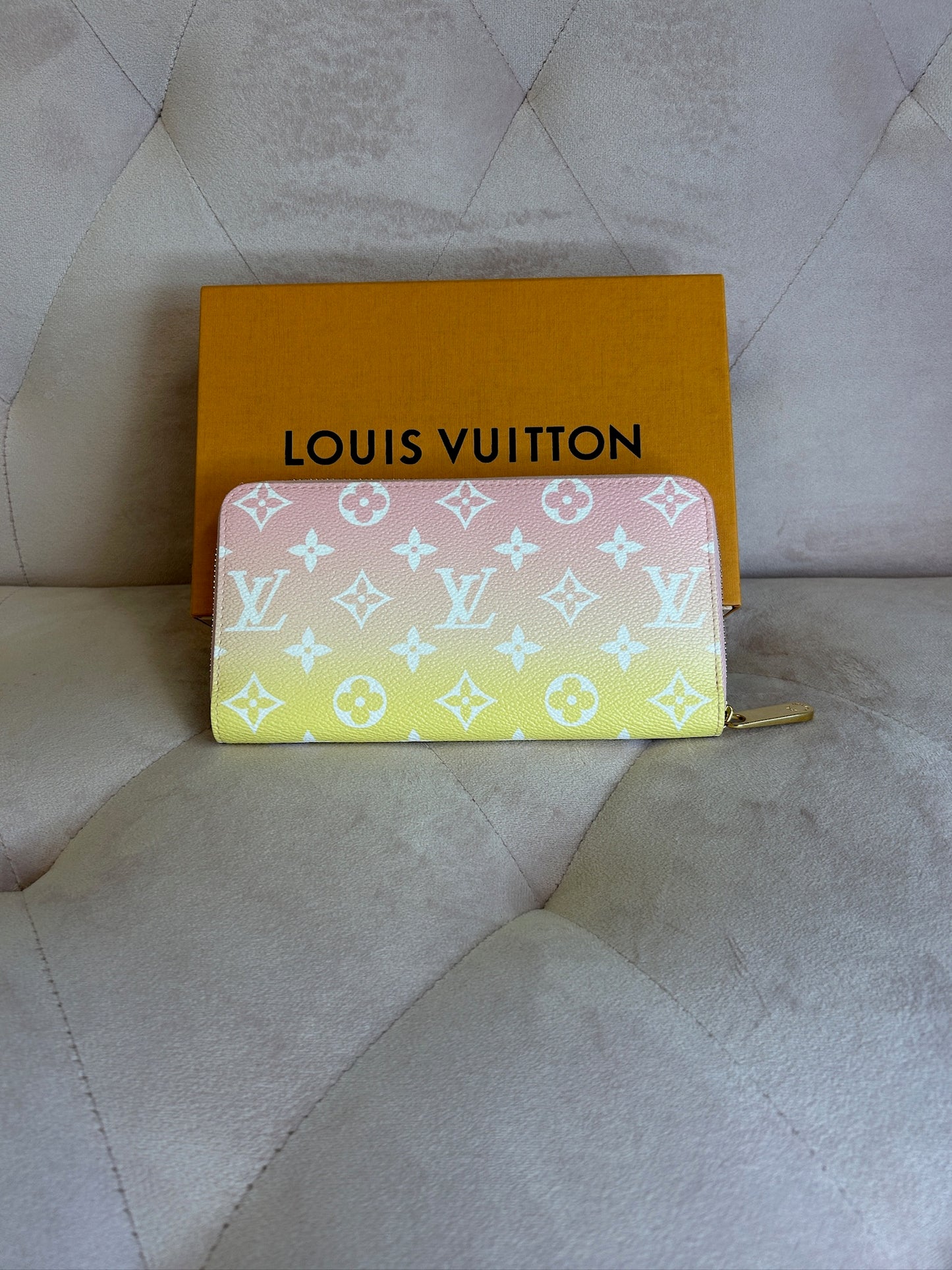 LOUIS VUITTON LV GHW Zippy Wallet Monogram By The Pool Pink/Yellow
