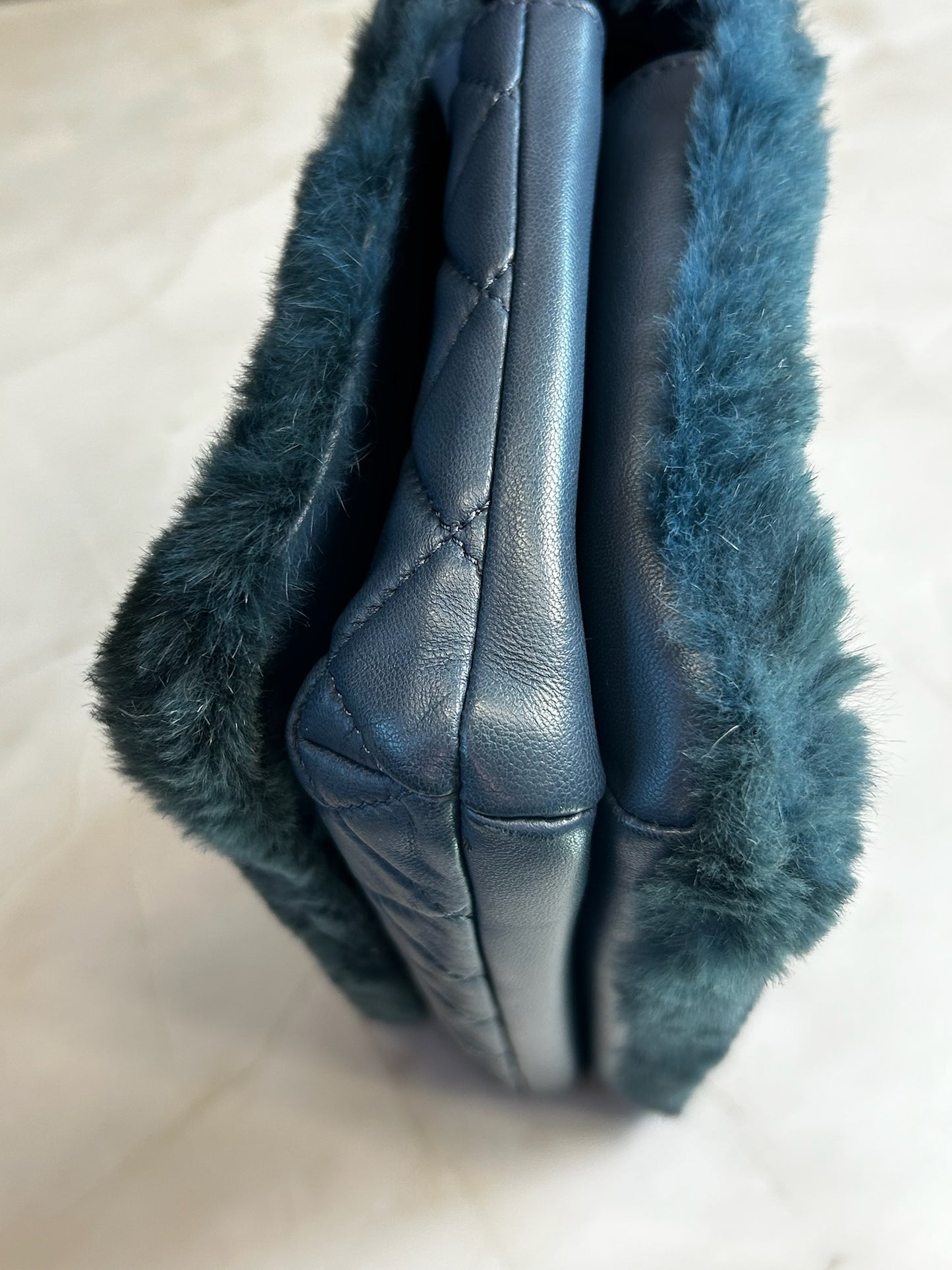 Chanel 2017 Metiers D'Art Lambskin/Rabbit Fur Top Handle Flap with Gold Hardware