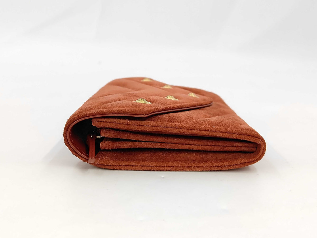 Chanel Suede small clutch / wallet with CC charms