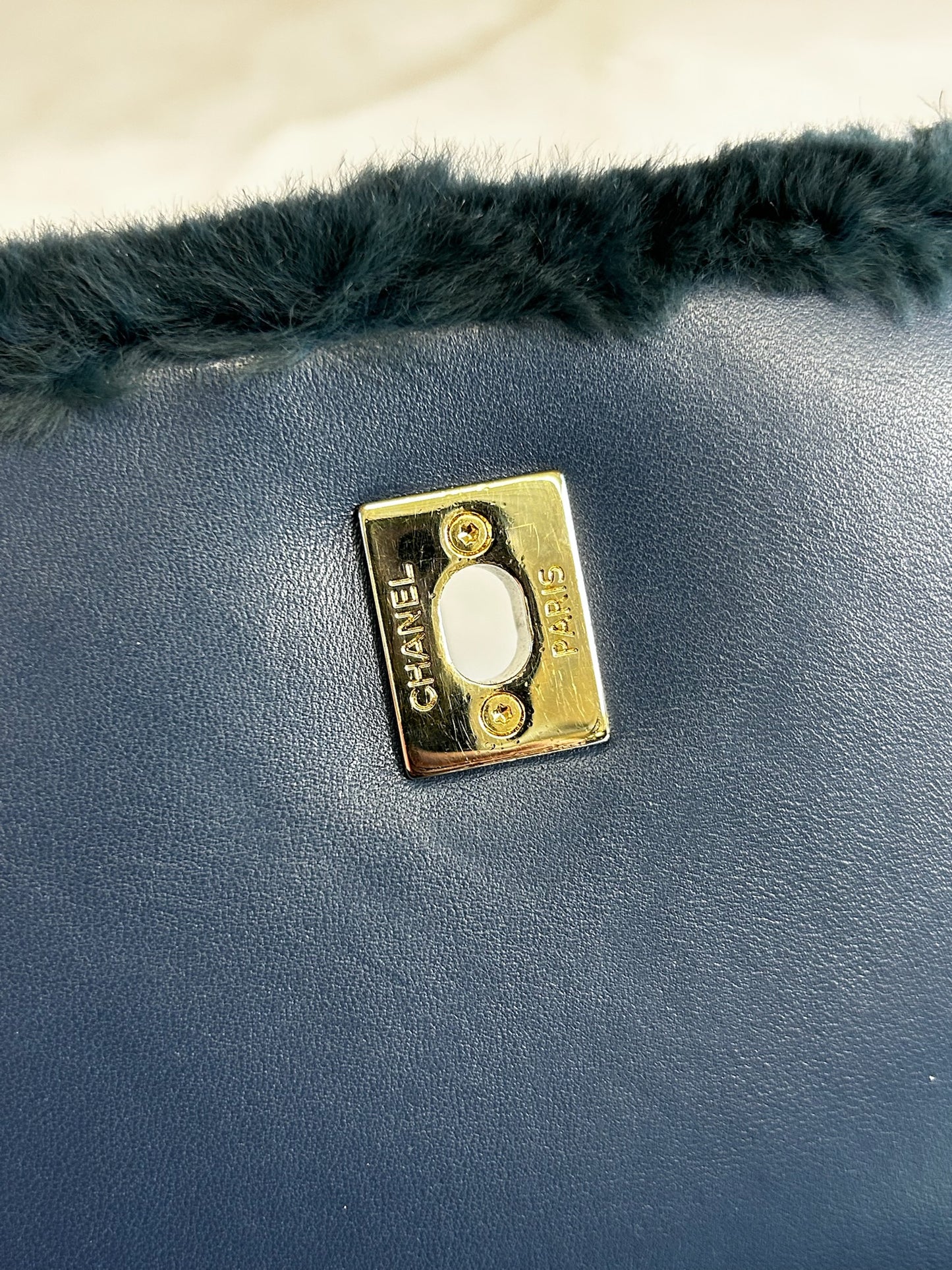 Chanel 2017 Metiers D'Art Lambskin/Rabbit Fur Top Handle Flap with Gold Hardware