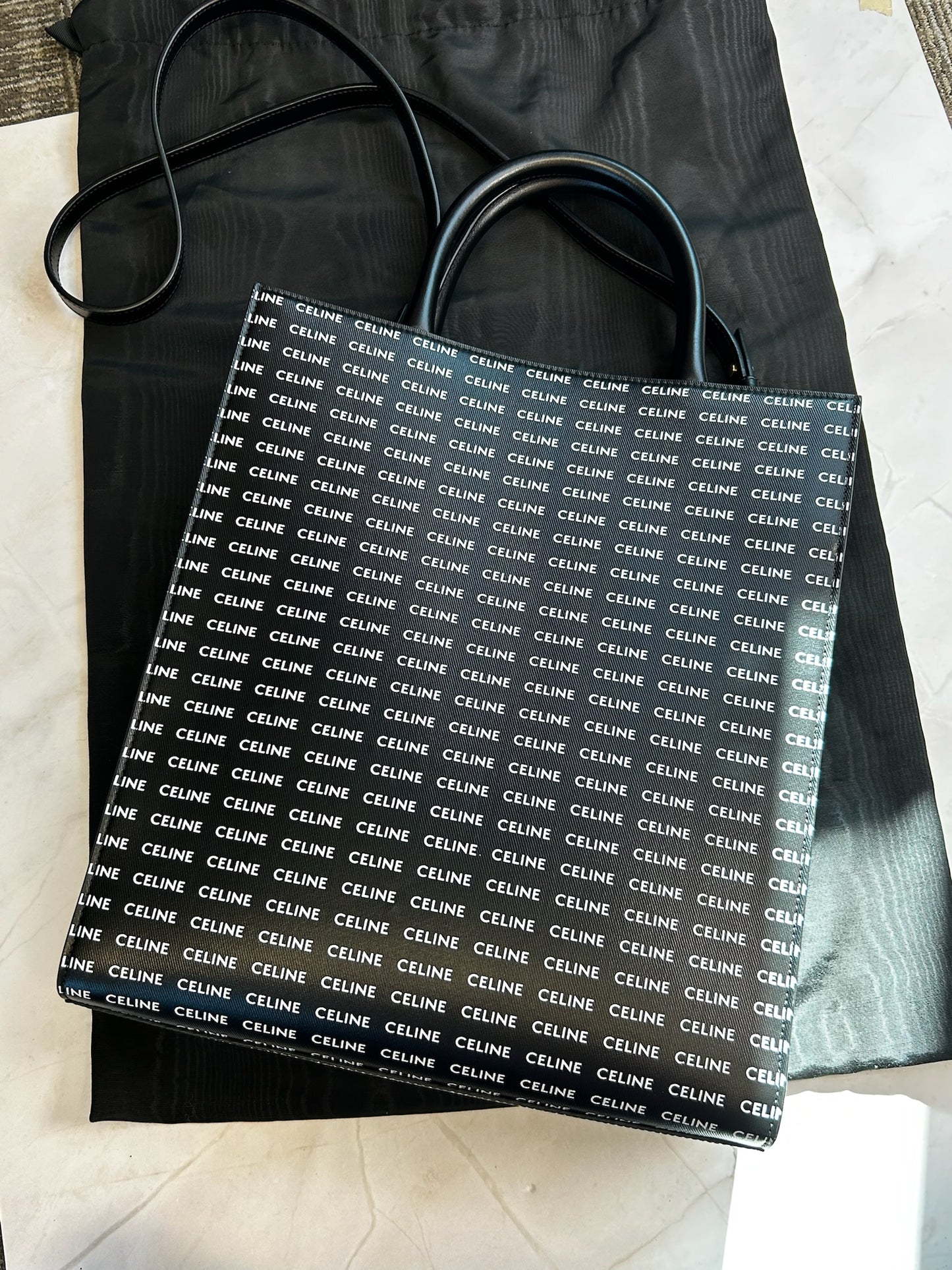 Celine Pre-Owned Vertical Cabas All Over Logo Print Leather