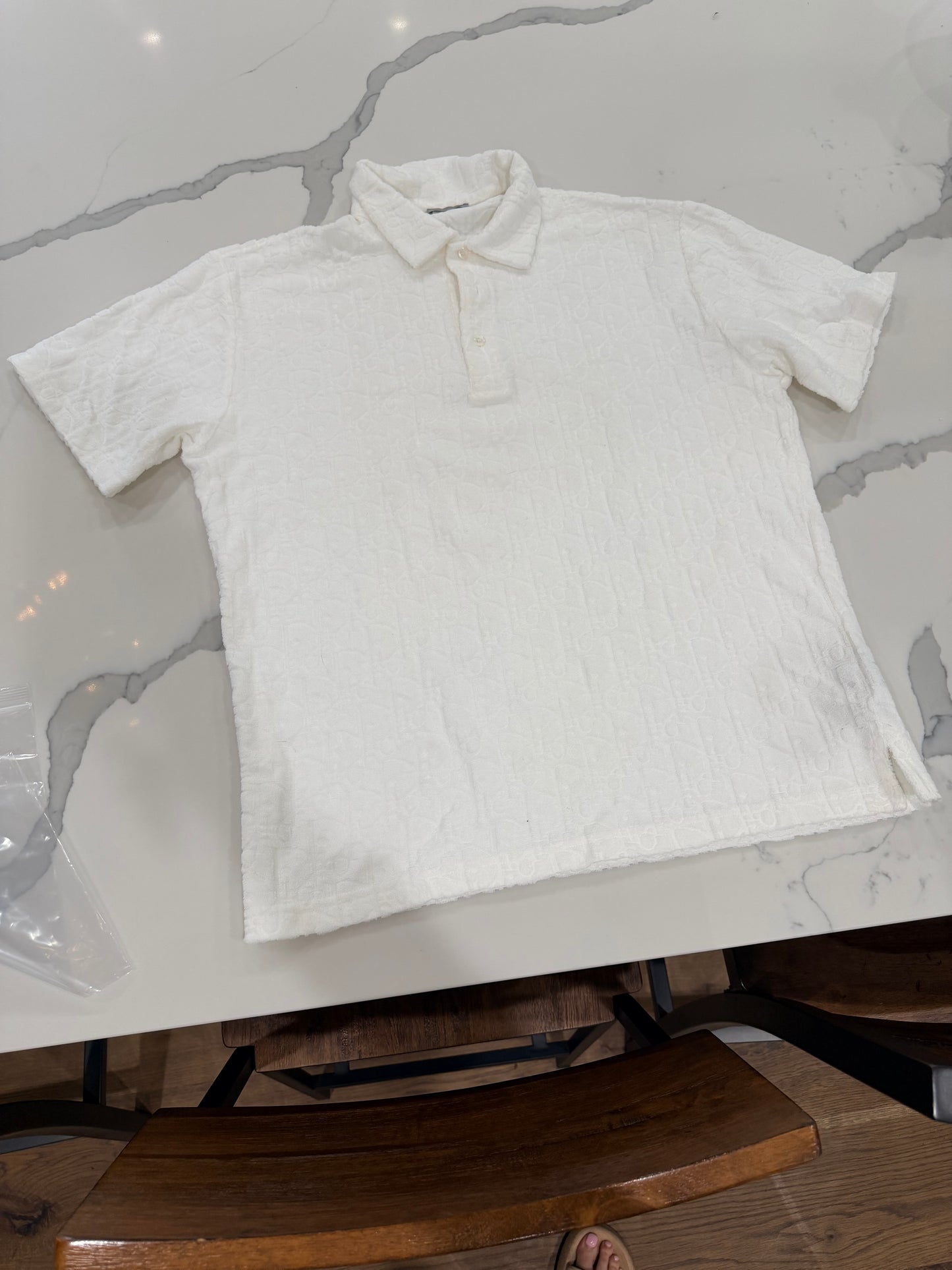 Dior (monogram) Off-White Terry Cotton Jacquard Polo