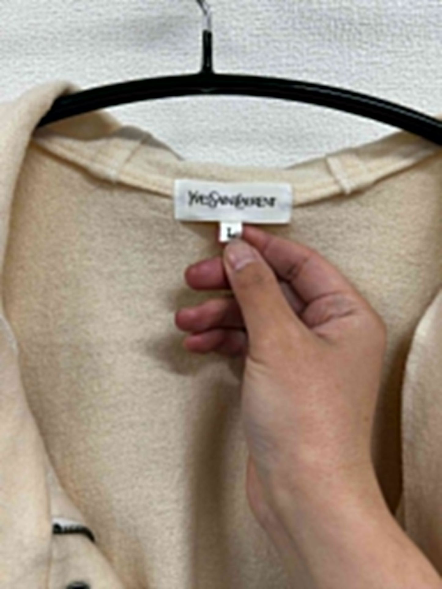 YSL Beige Logo Button hoodie jacket size L