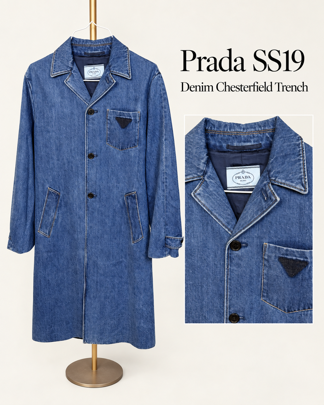 Prada Denim unisex Trench Jacket SS19