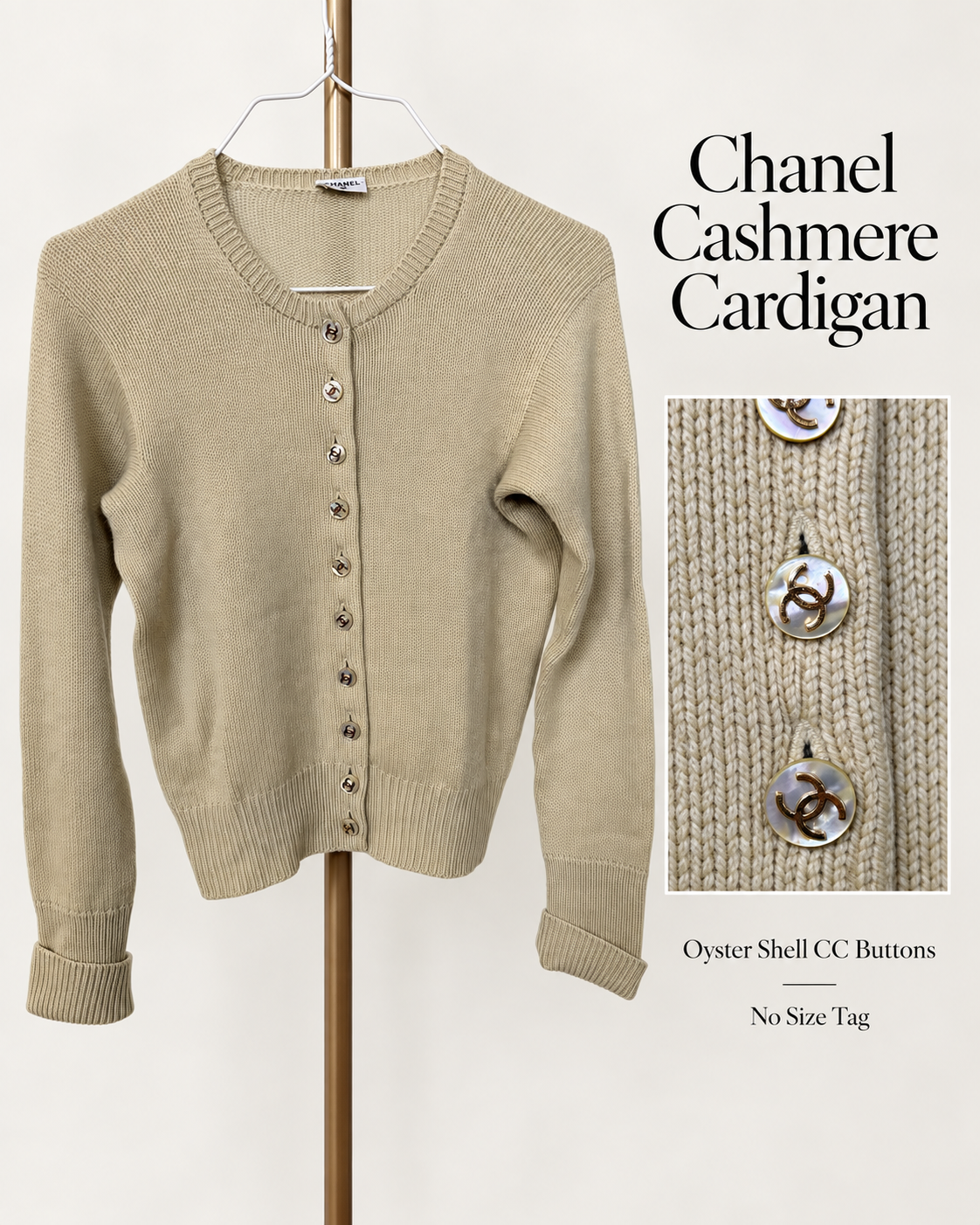 Chanel Cashmere Cardigan in yellow with MOP CC buttons