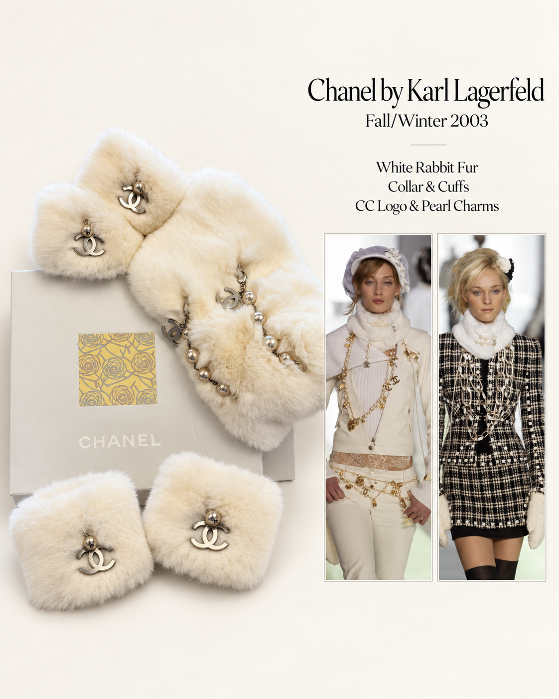 Chanel 2003 Fall rabbit fur collar and cuffs