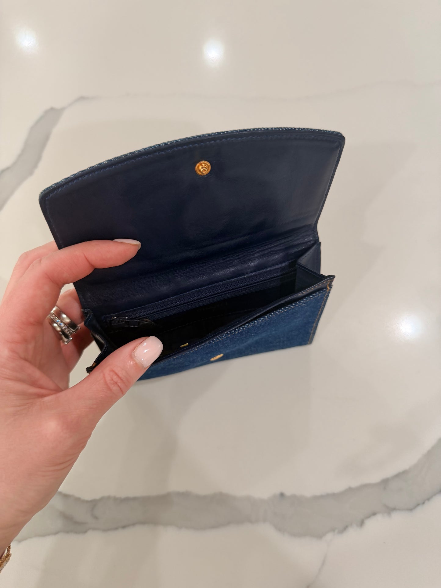 Chanel Denim Logo slim wallet