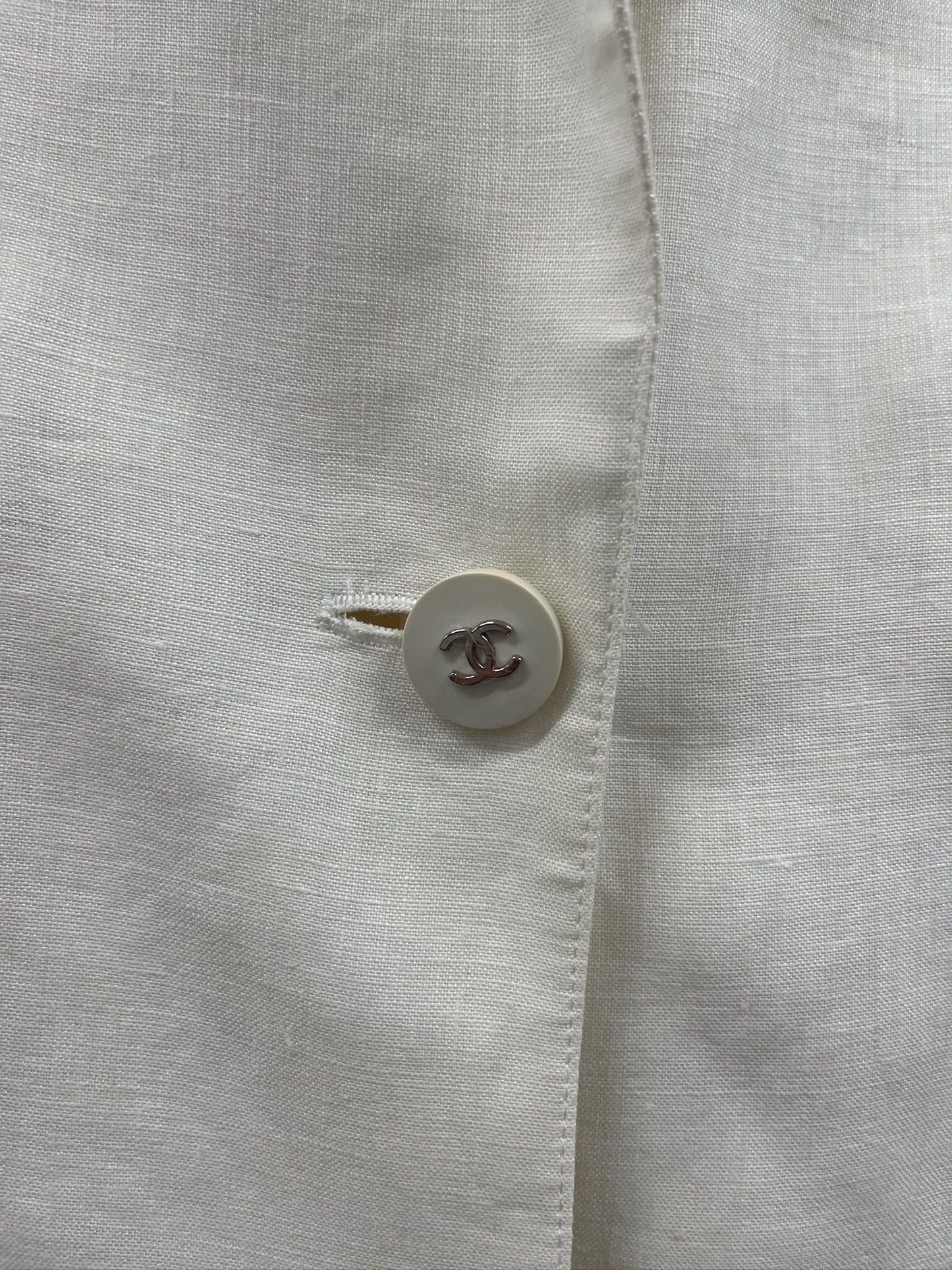 Chanel white linen blazer fr 36