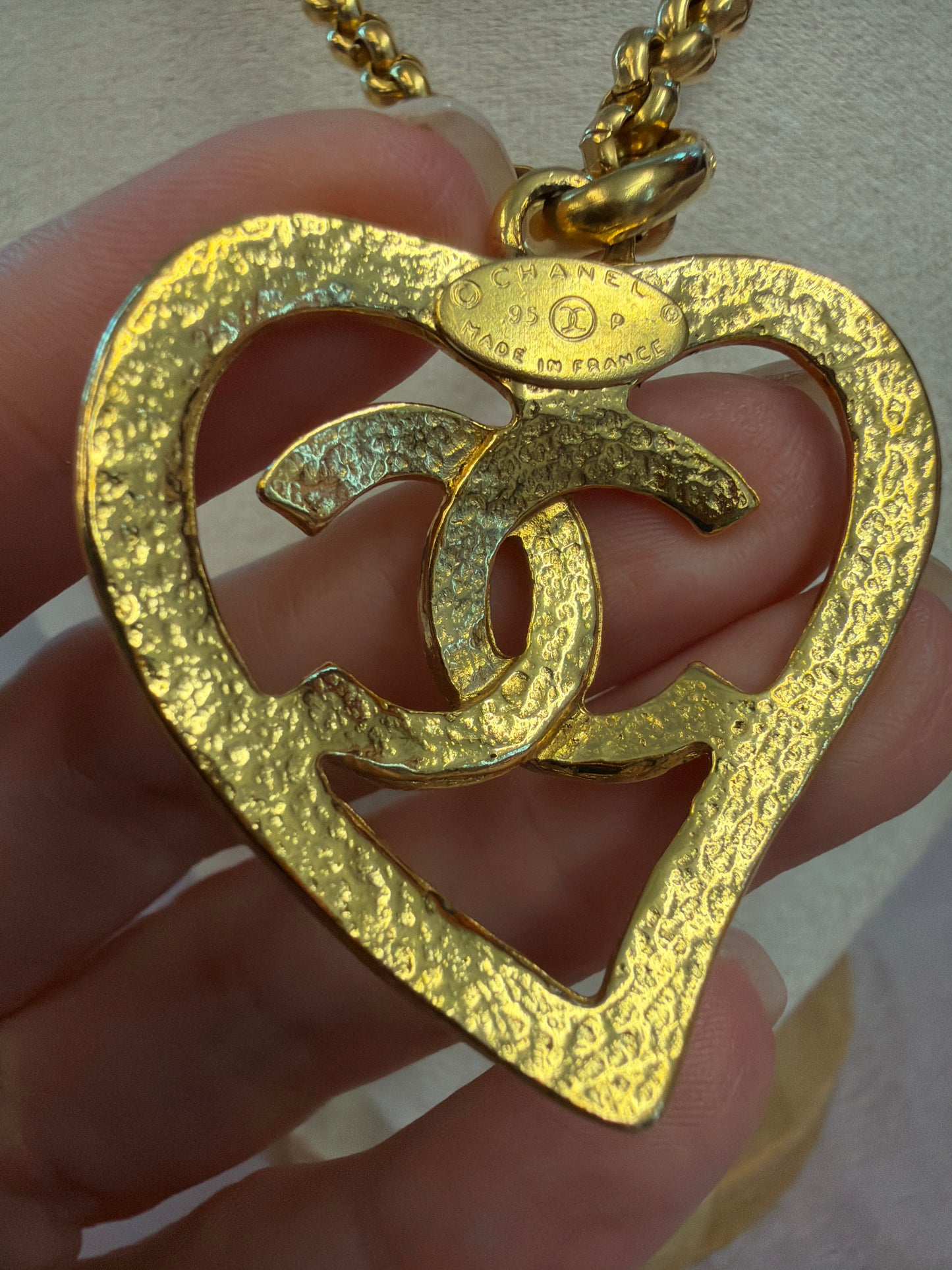Chanel 95P Barbie heart CC necklace