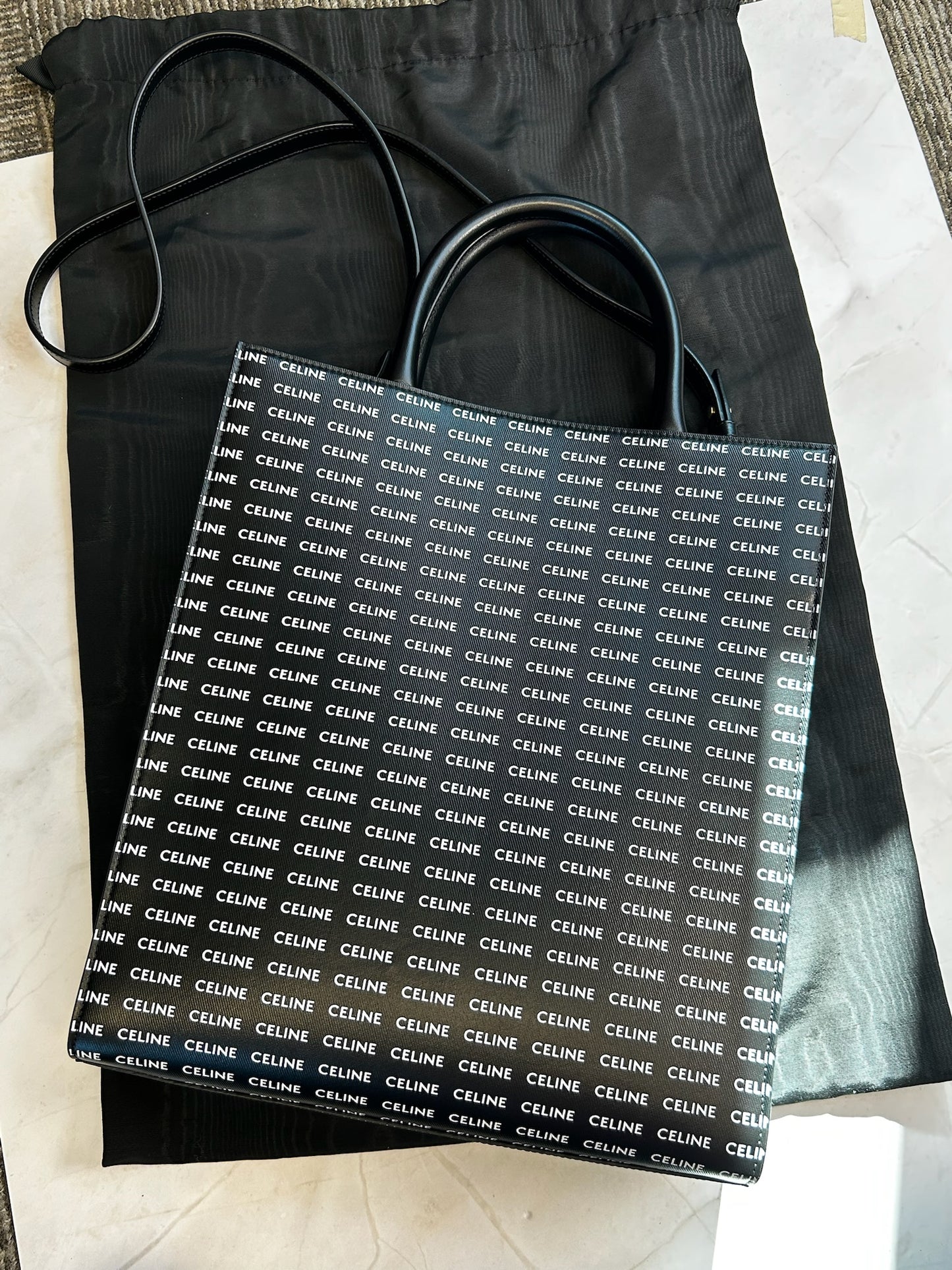 Celine Pre-Owned Vertical Cabas All Over Logo Print Leather