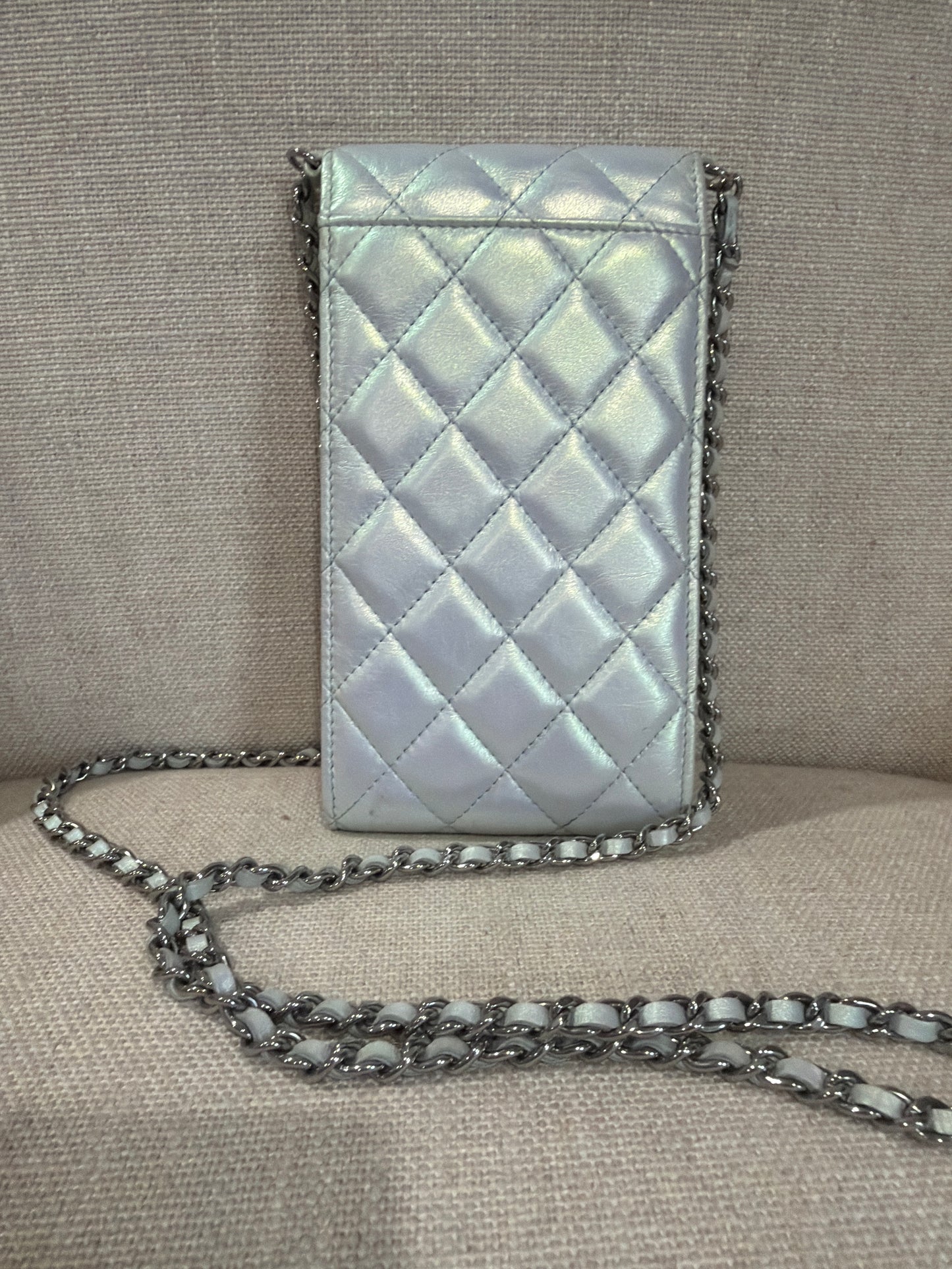 Chanel Phone Pouch Chain in an Iridescent Mermaid Rainbow finish