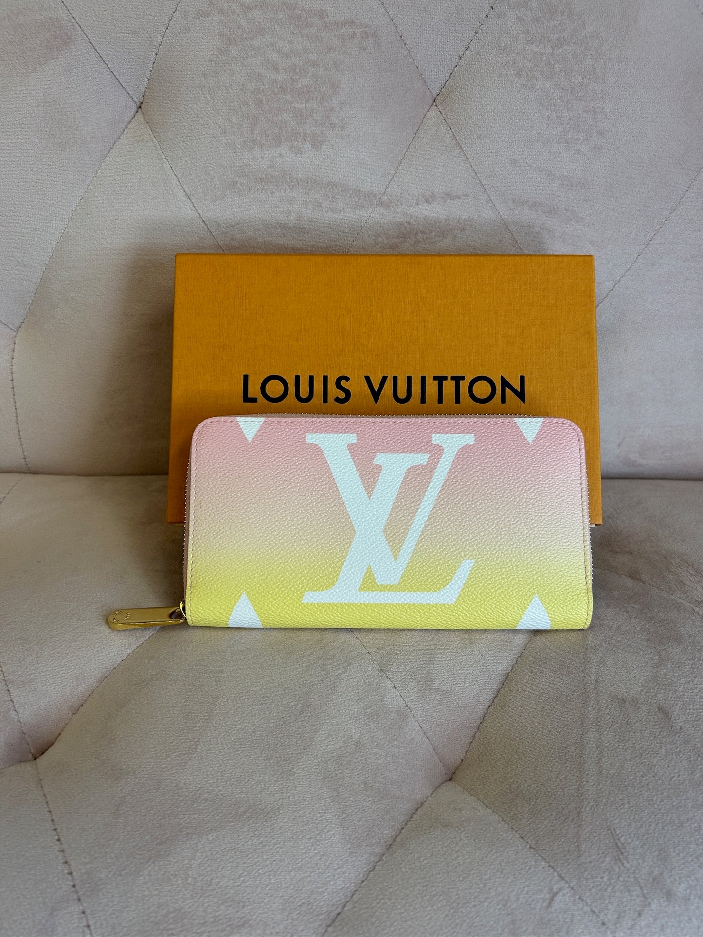 LOUIS VUITTON LV GHW Zippy Wallet Monogram By The Pool Pink/Yellow