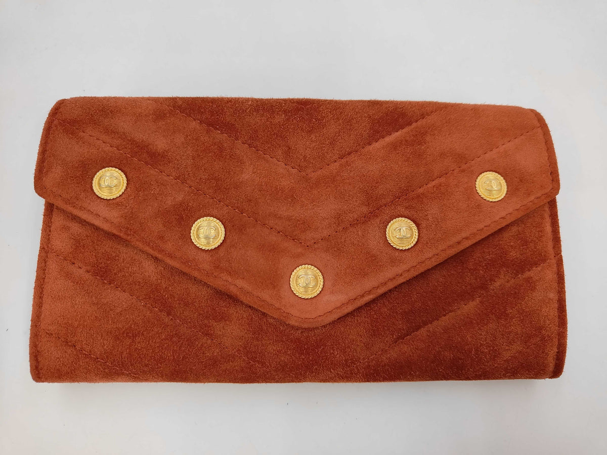 Chanel Suede small clutch / wallet with CC charms