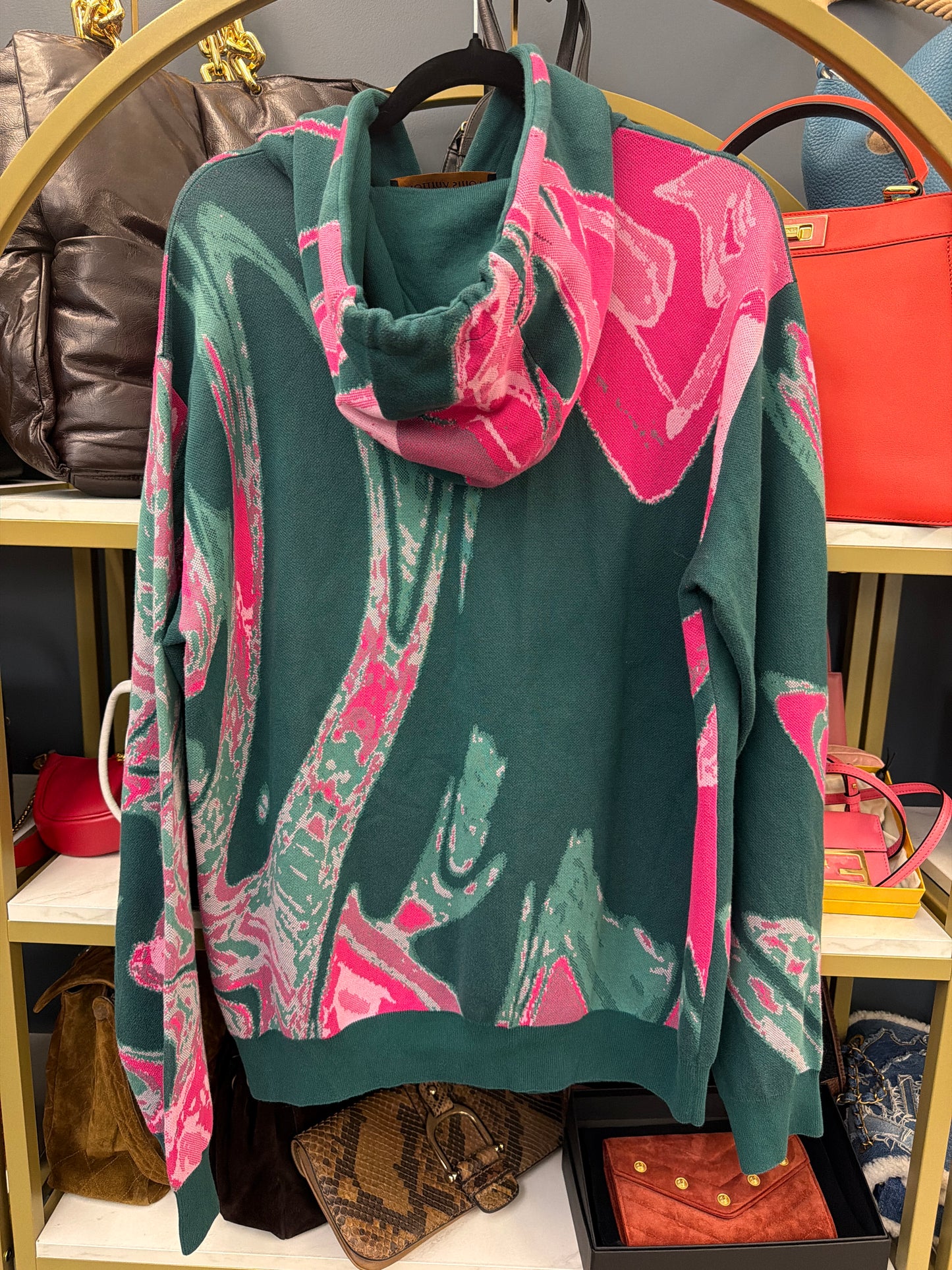 Louis Vuitton Green and Pink Hoodie (no size tag)