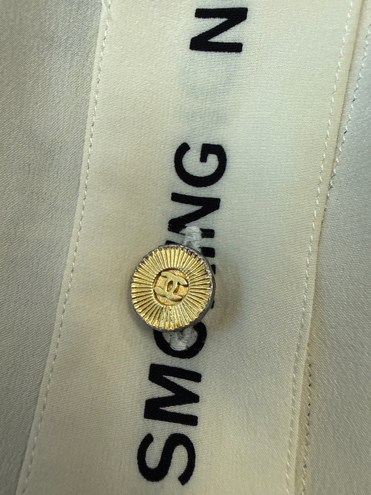 Chanel Vintage Silk Blouse from 1989 Runway " NO SMOKING"