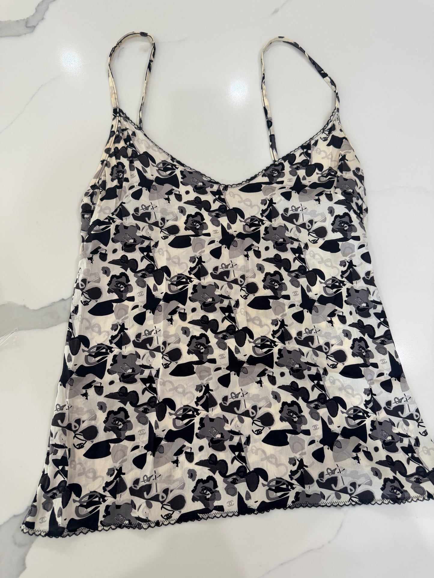 Chanel Vintage stretch Silk top circa 05P Fr 38