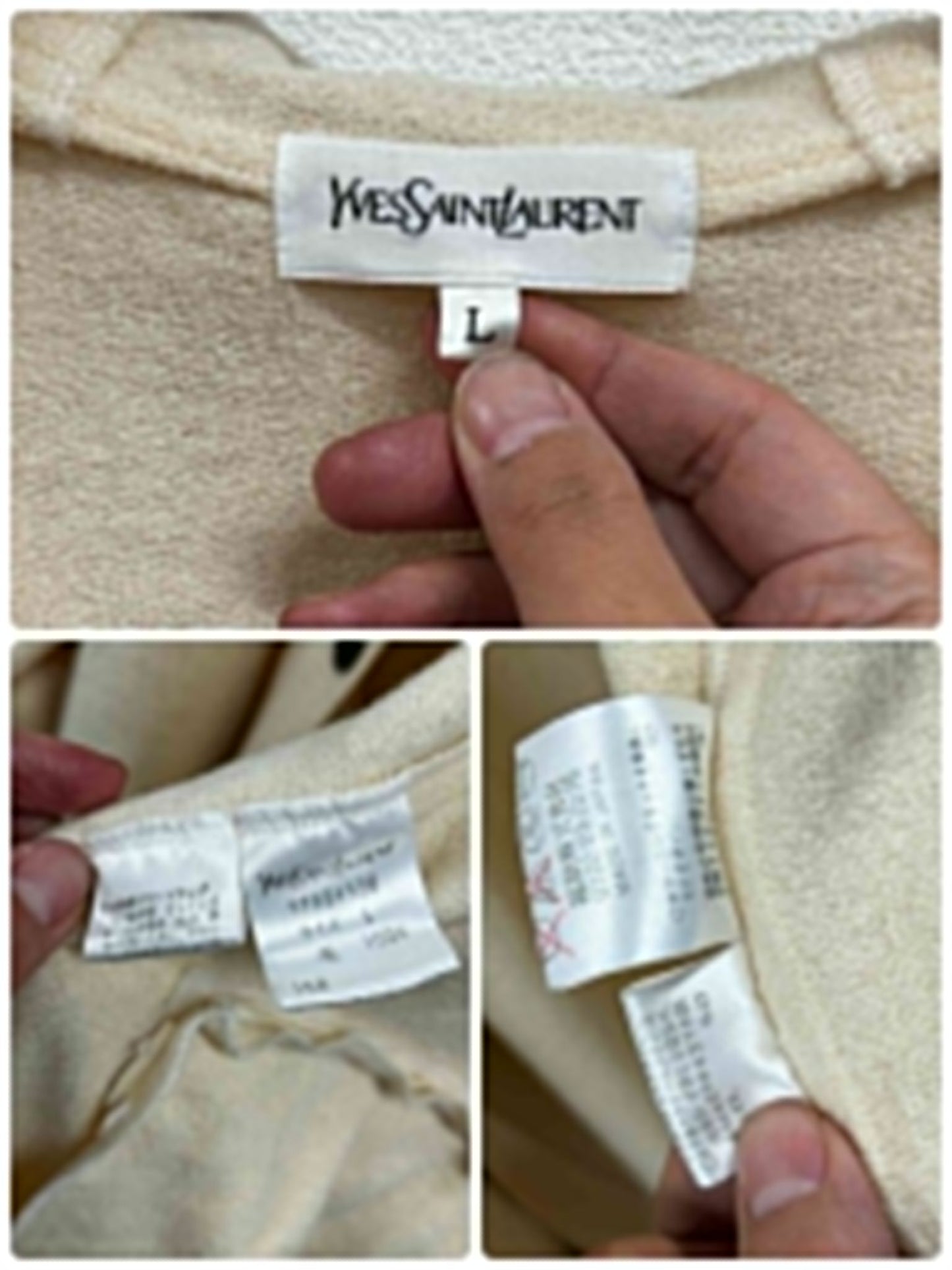 YSL Beige Logo Button hoodie jacket size L